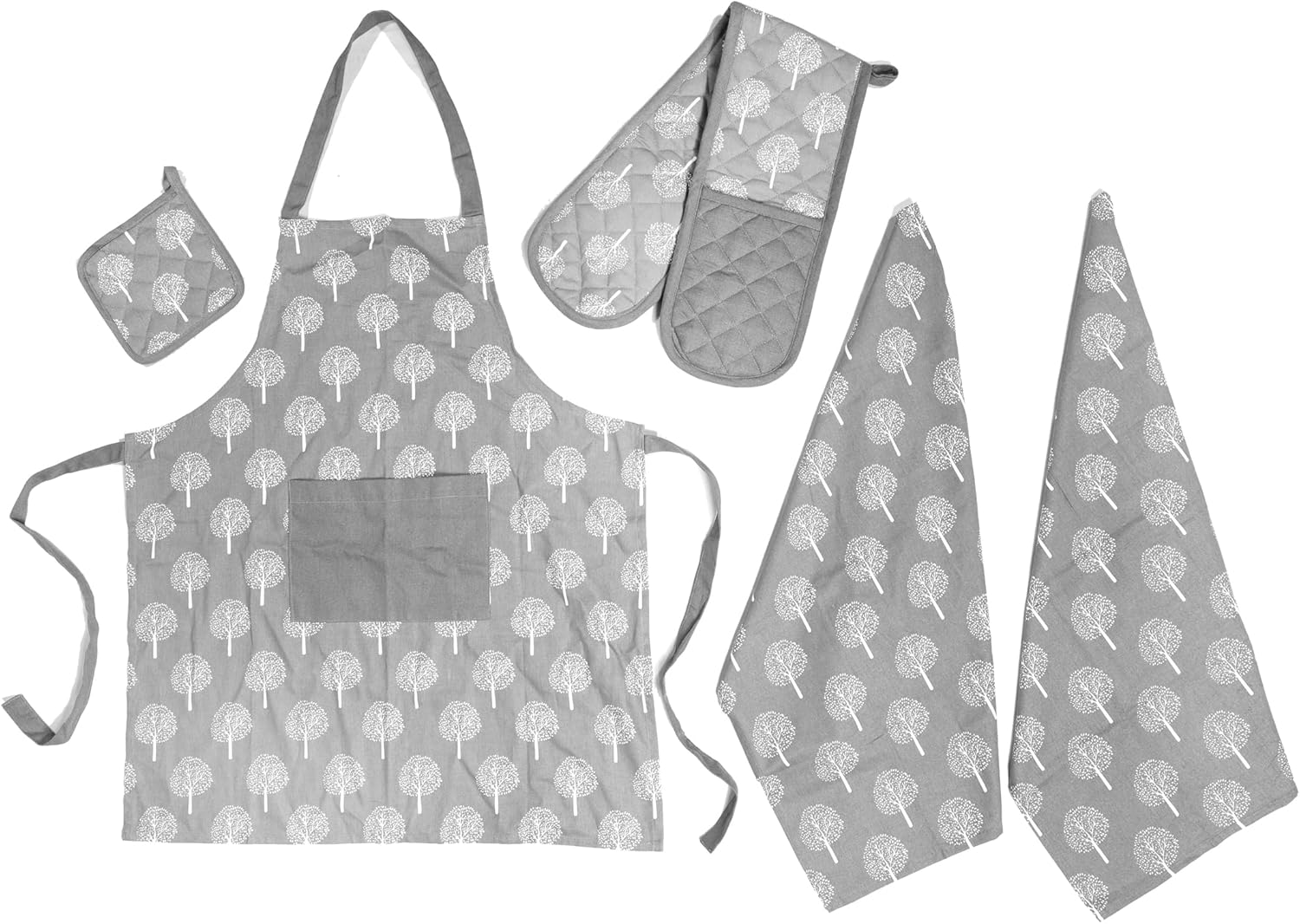 OLIVIA ROCCO Kitchen Sets With Apron Double Oven Gloves Towel Set Oven Mitts Pot Holder Five Piece Heat Resistant For Home Baking