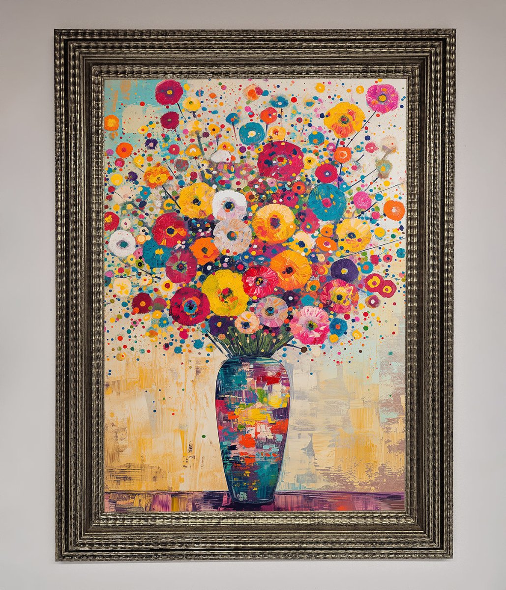Klimt Style Flowers Framed Poster - Zestio