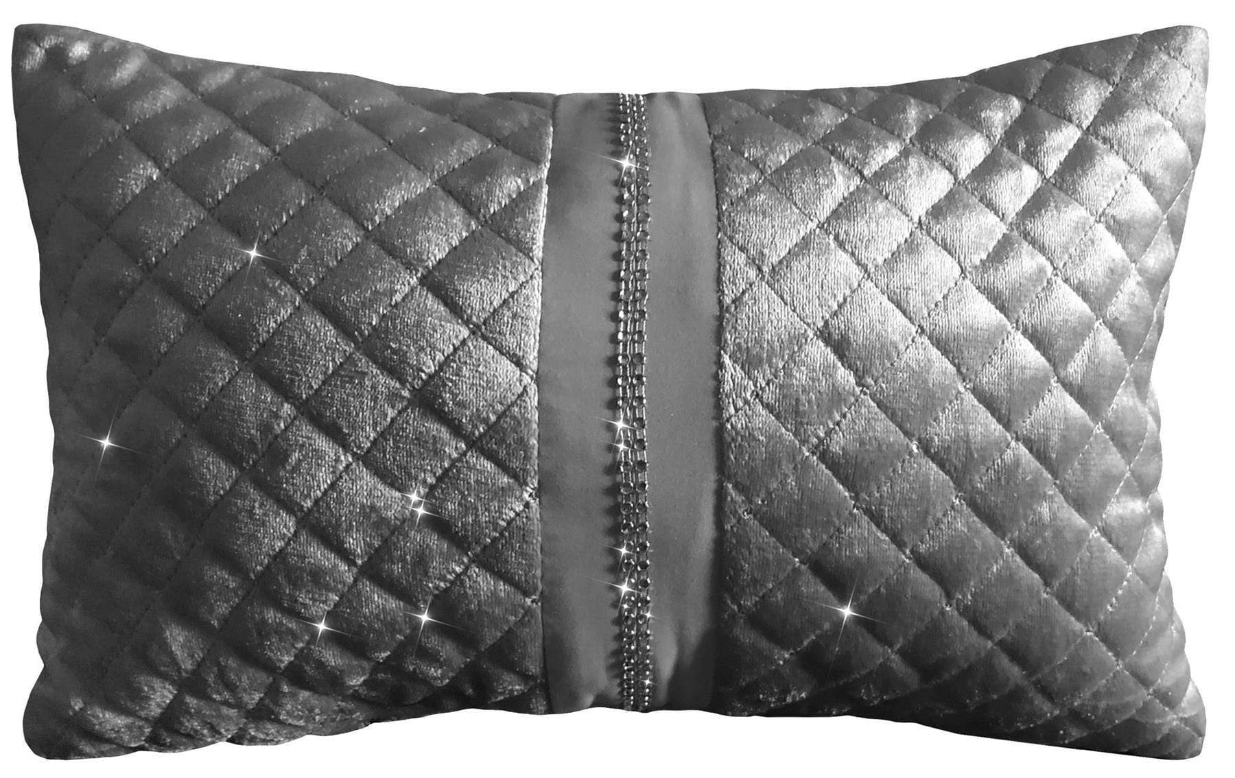 OLIVIA ROCCO Kylie Duvet Set Charcoal Gold Velvet Bedding With Quilted Trim Diamante Detailing In Various Sizes For Elegant Bedroom Decor