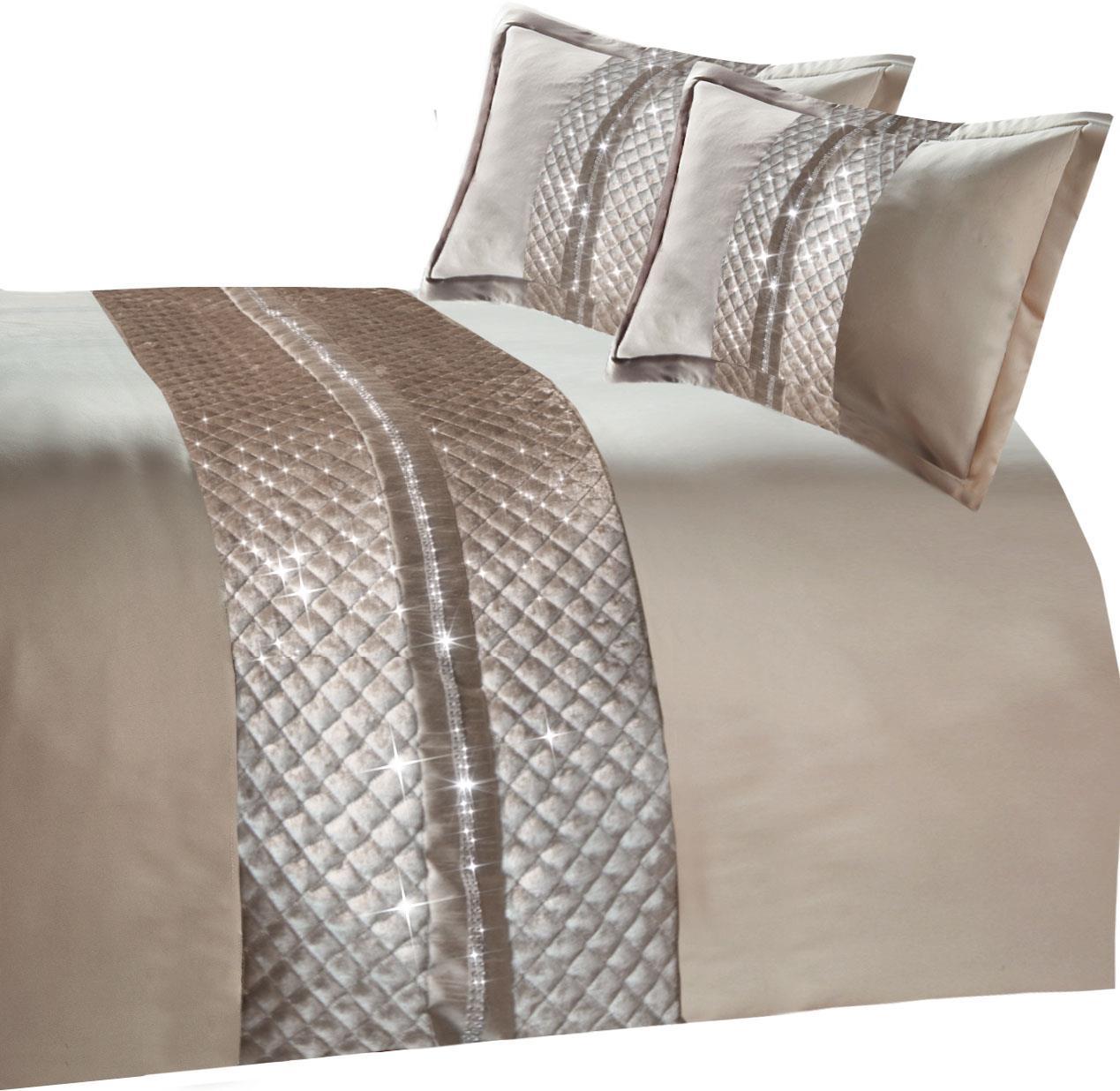 OLIVIA ROCCO Kylie Duvet Set Charcoal Gold Velvet Bedding With Quilted Trim Diamante Detailing In Various Sizes For Elegant Bedroom Decor