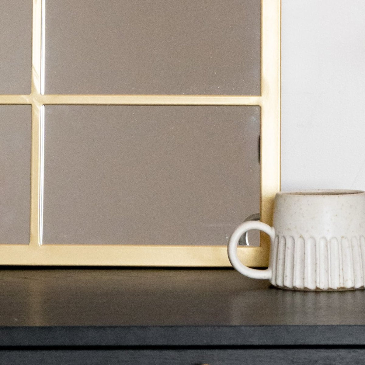 Kyō - Gold Metal Rectangle Lattice Window Mirror - 90cm x 70cm - Zestio