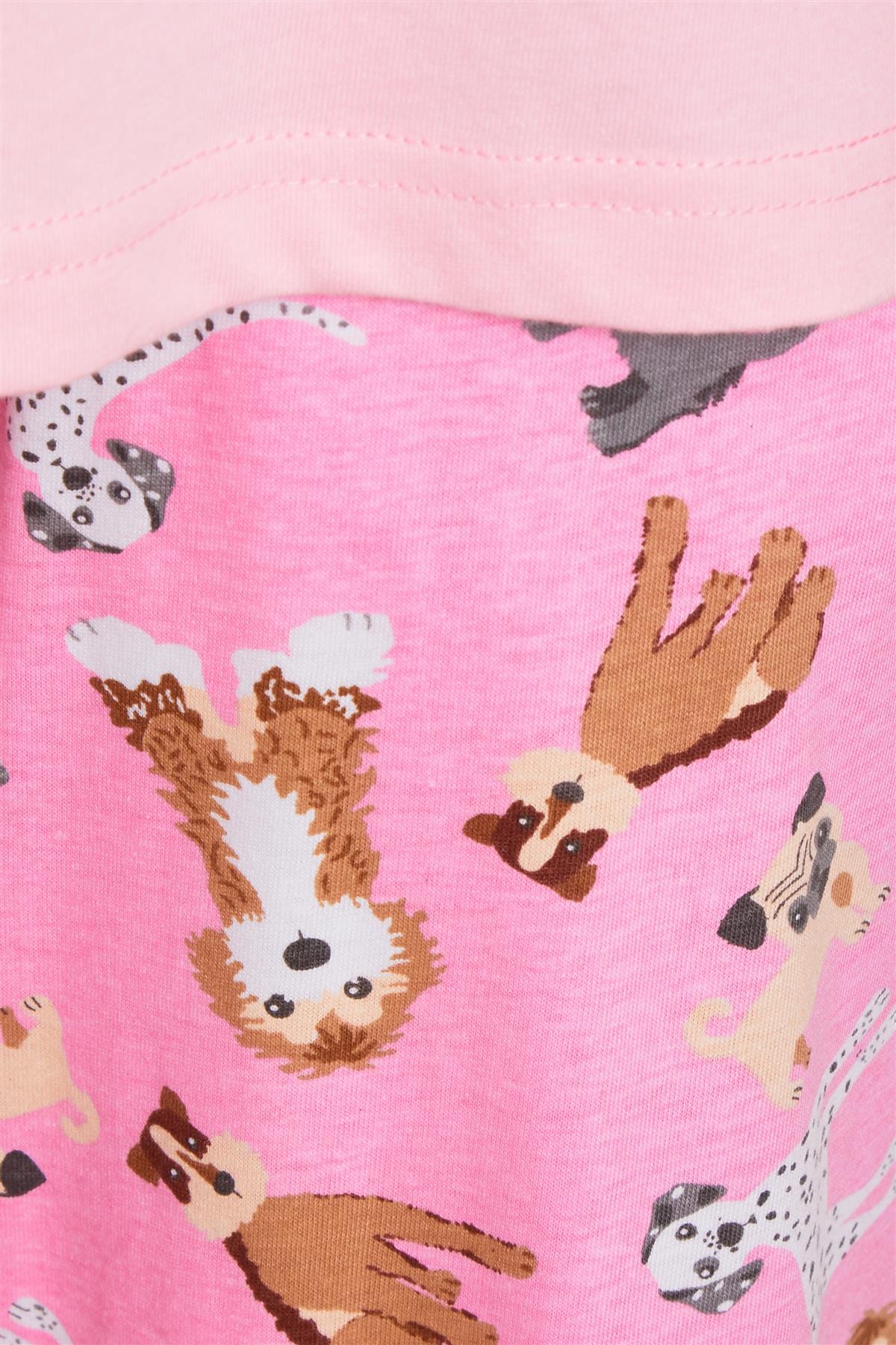 OLIVIA ROCCO Pajama Set Pink Dog Print Jersey Cotton Long Sleeve Sleepwear Womens Loungewear Multiple Sizes Soft Comfortable Relaxed Fit