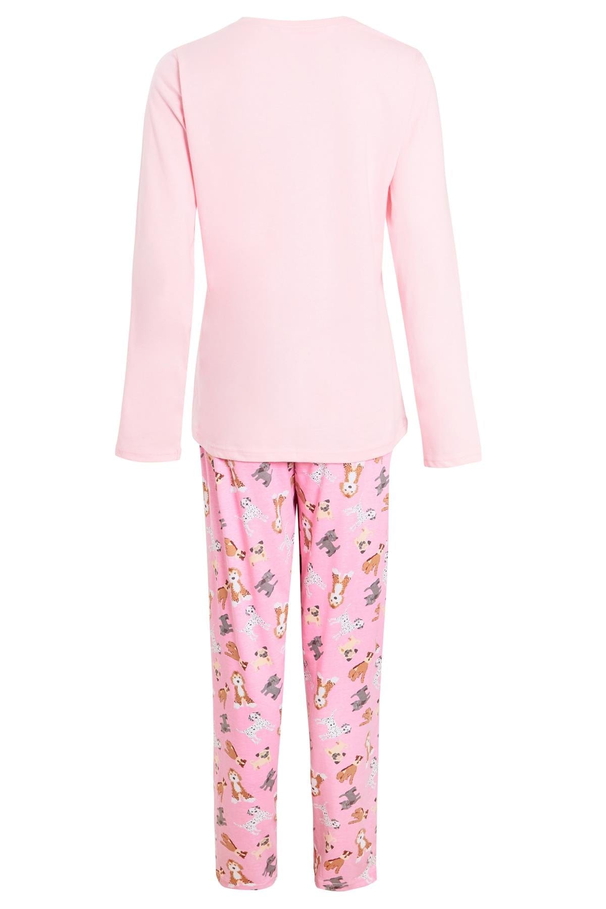 OLIVIA ROCCO Pajama Set Pink Dog Print Jersey Cotton Long Sleeve Sleepwear Womens Loungewear Multiple Sizes Soft Comfortable Relaxed Fit