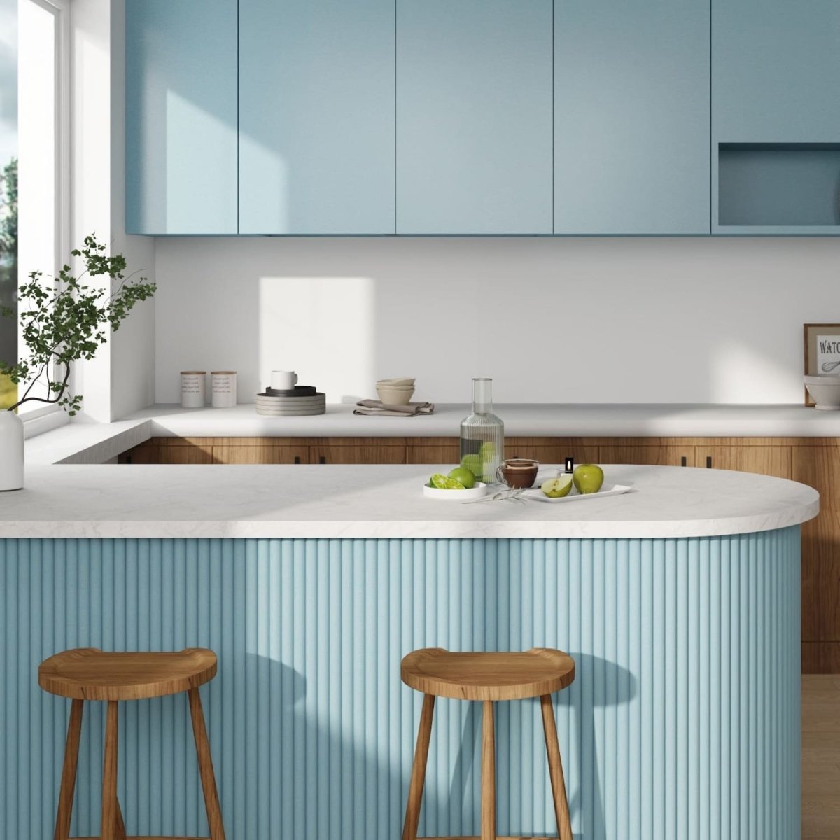 Large Fluted Wall Panels in Baby Blue - 240cm x 60cm - Zestio