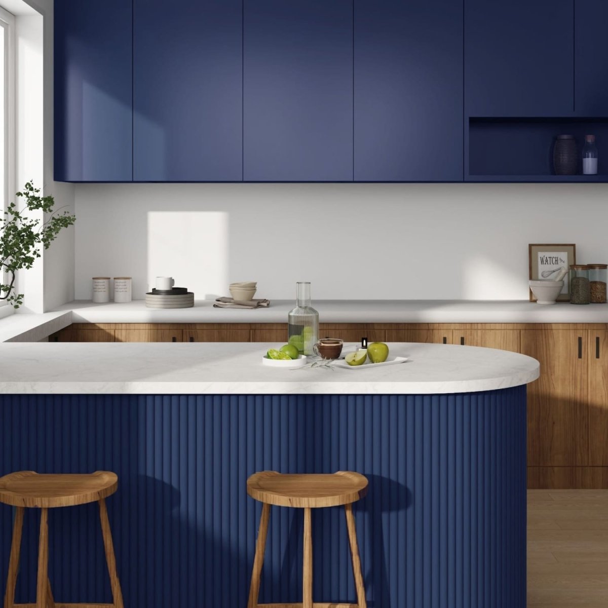 Large Fluted Wall Panels in Blue Maize - 240cm x 60cm - Zestio