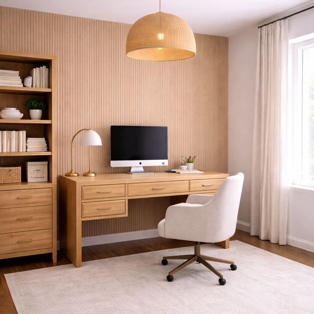 Large Fluted Wall Panels in Natural Oak - 240cm x 60cm - Zestio