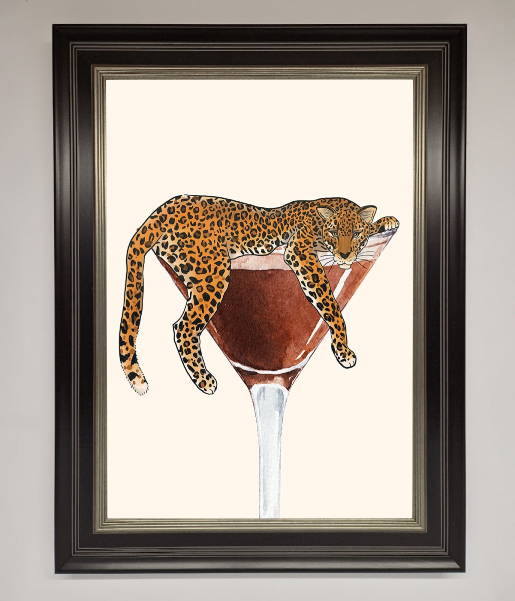 Lazy Leopard Martini Framed Poster - Zestio