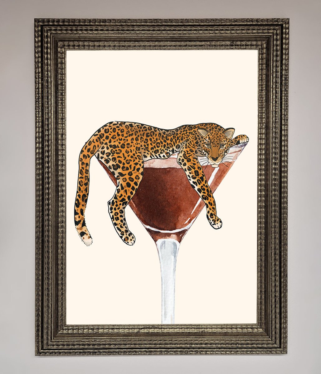 Lazy Leopard Martini Framed Poster - Zestio
