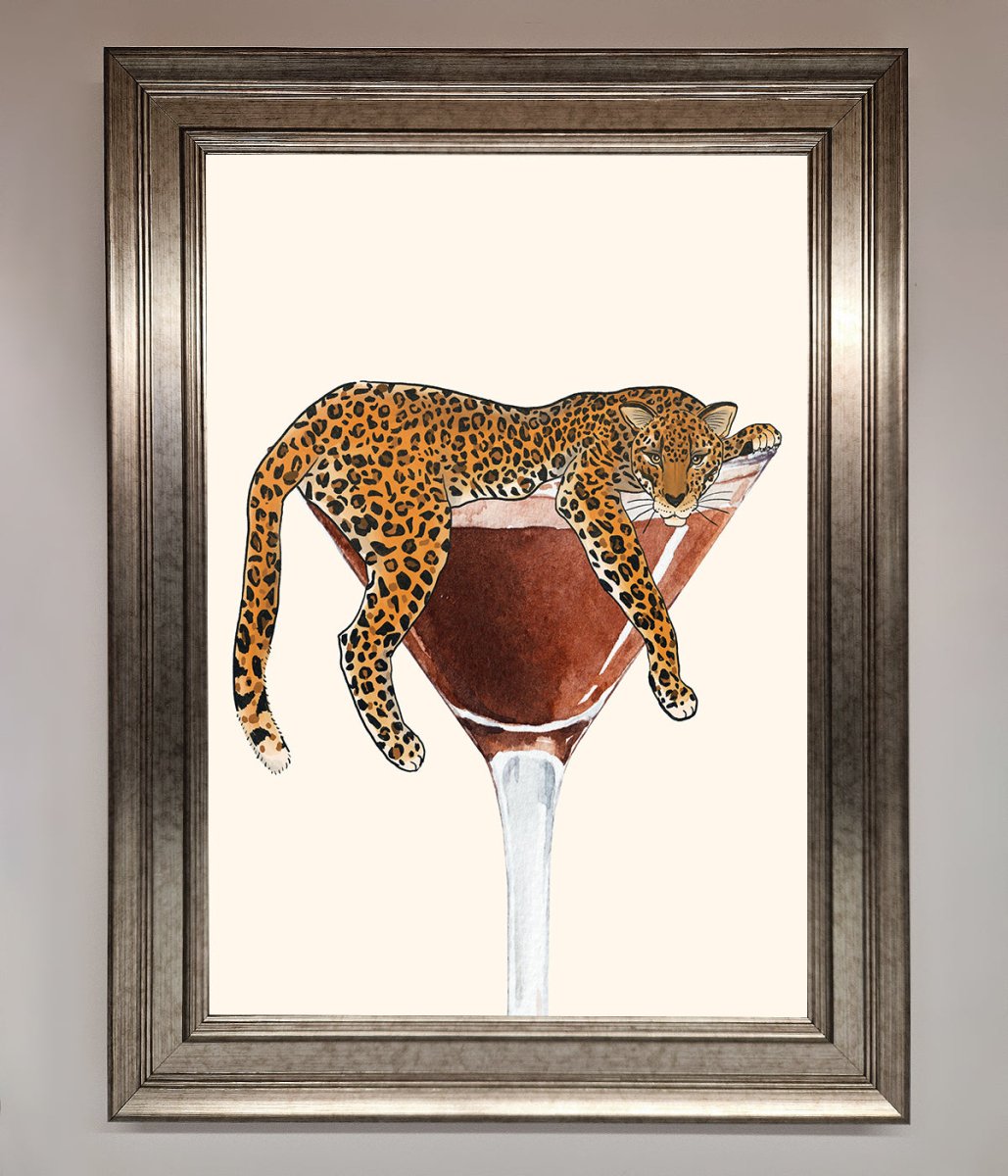Lazy Leopard Martini Framed Poster - Zestio