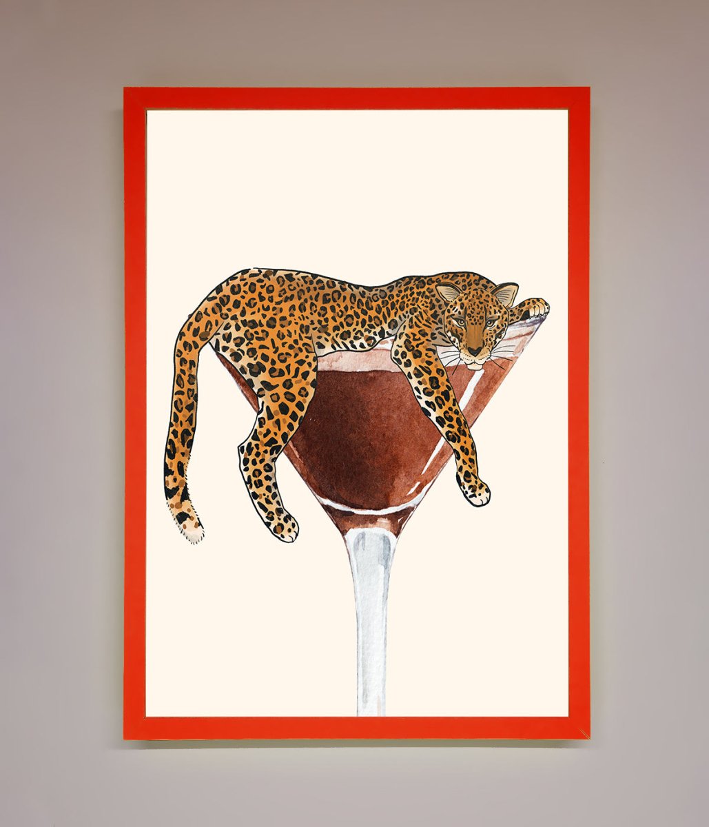 Lazy Leopard Martini Framed Poster - Zestio