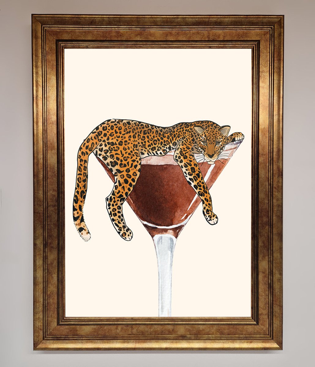 Lazy Leopard Martini Framed Poster - Zestio