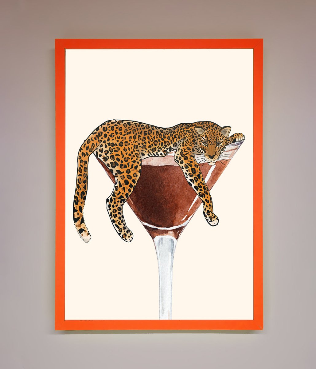 Lazy Leopard Martini Framed Poster - Zestio