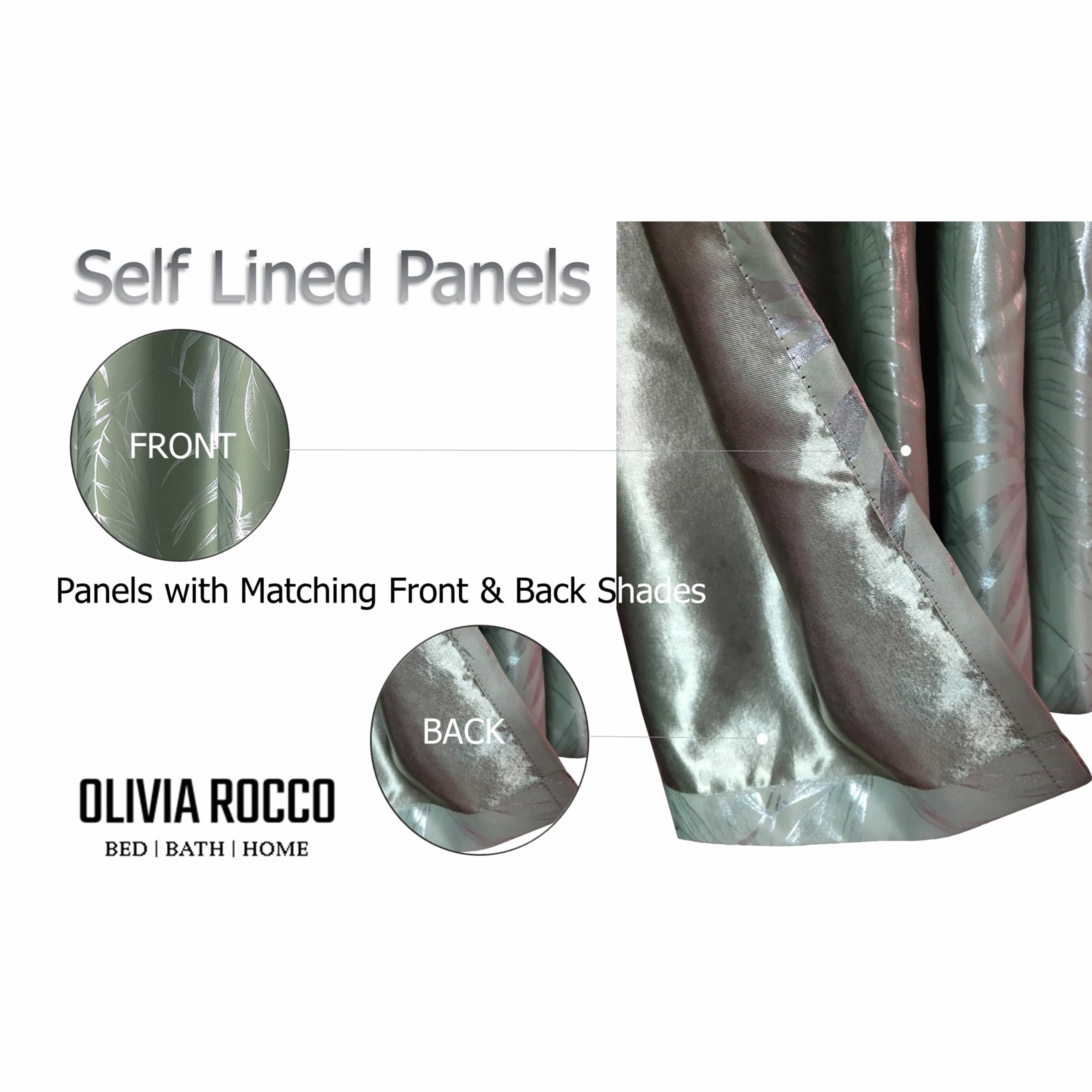 OLIVIA ROCCO Leaf Sage Green Sparkle Blackout Curtains With Thermal Insulation Eyelet Drapes Super Soft Fabric 2 Panels Room Darkening