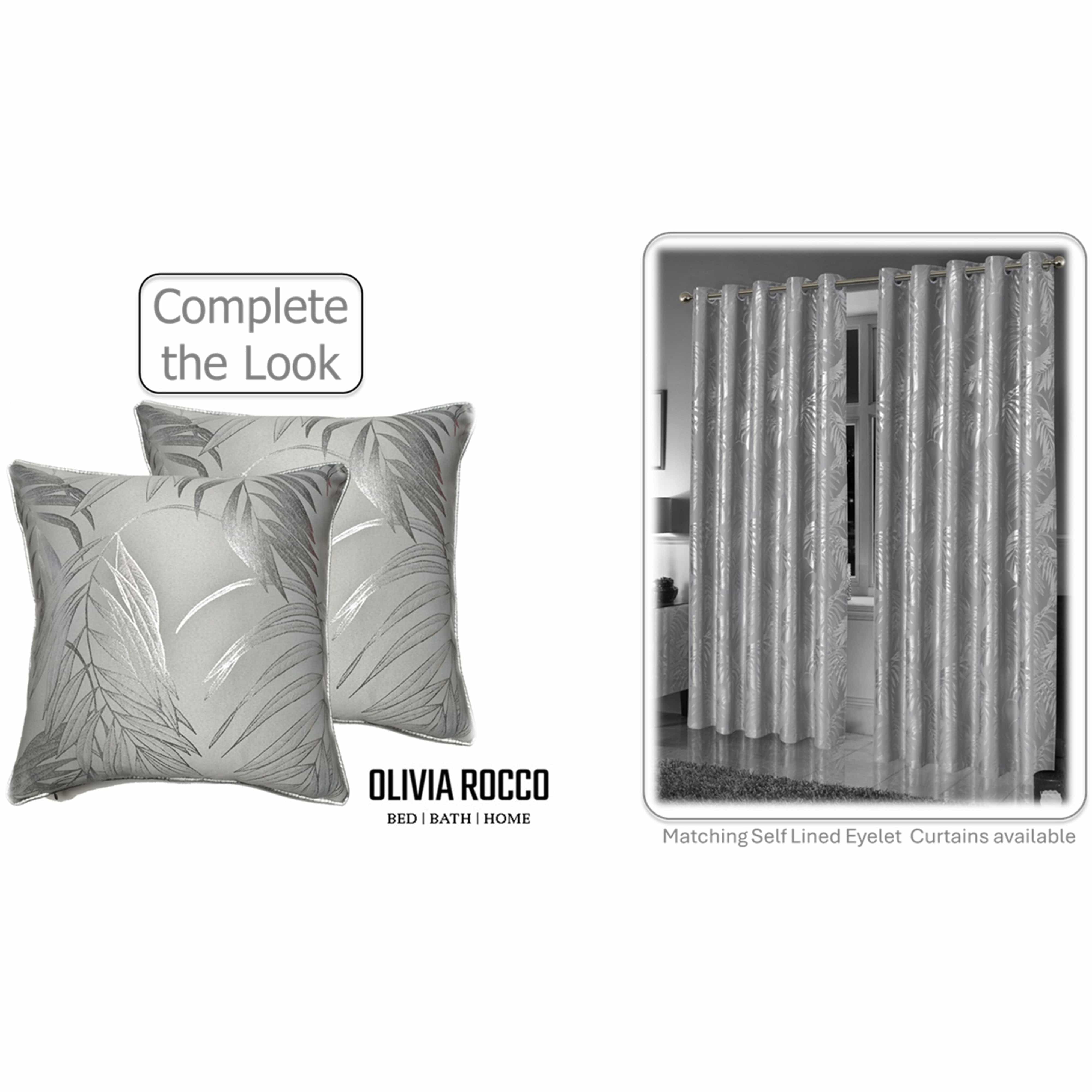 OLIVIA ROCCO Leaf Sparkle 2 Pack Cushion Covers Leaf Silver Modern Decorative Throw Pillow Cases For Sofa Bed Living Room
