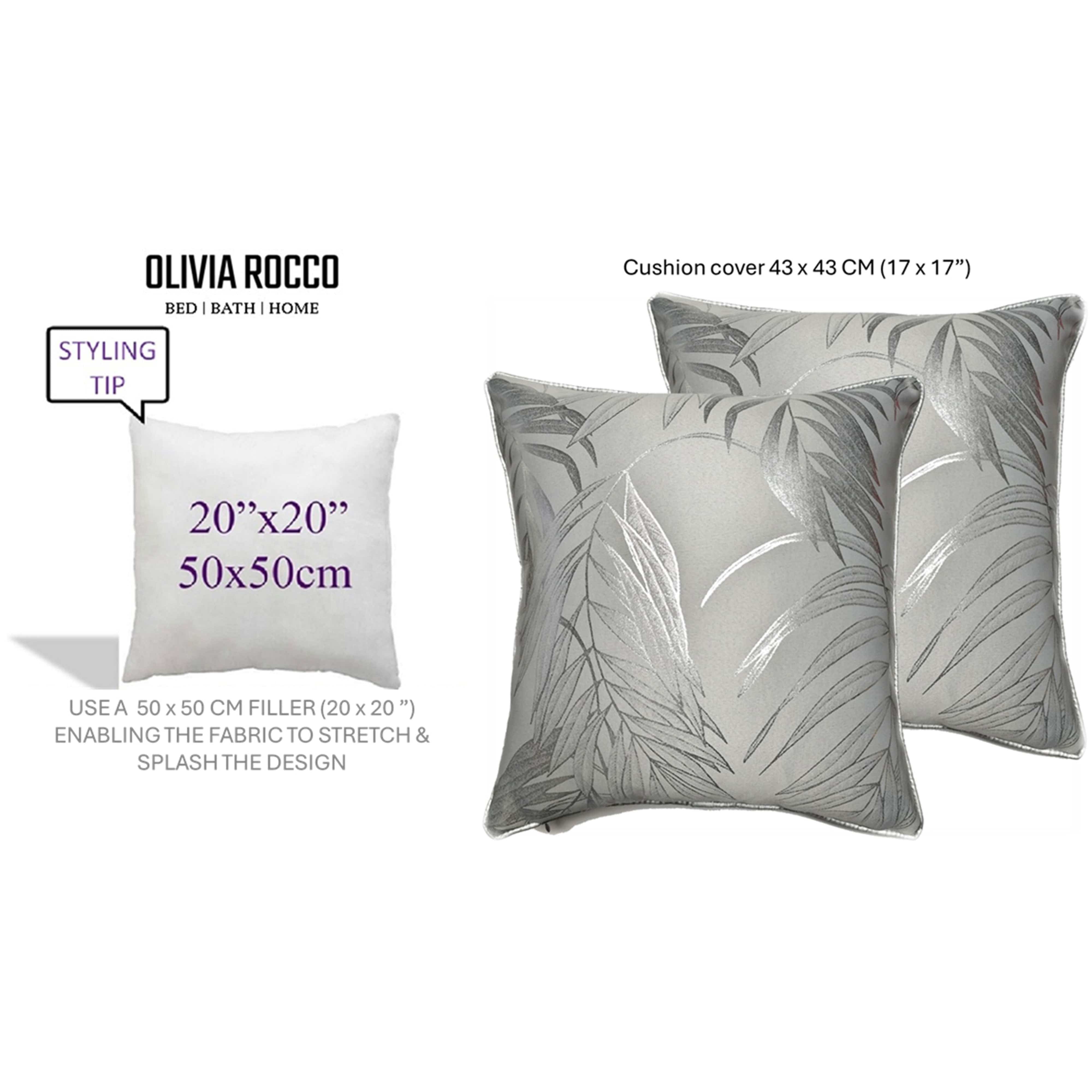 OLIVIA ROCCO Leaf Sparkle 2 Pack Cushion Covers Leaf Silver Modern Decorative Throw Pillow Cases For Sofa Bed Living Room