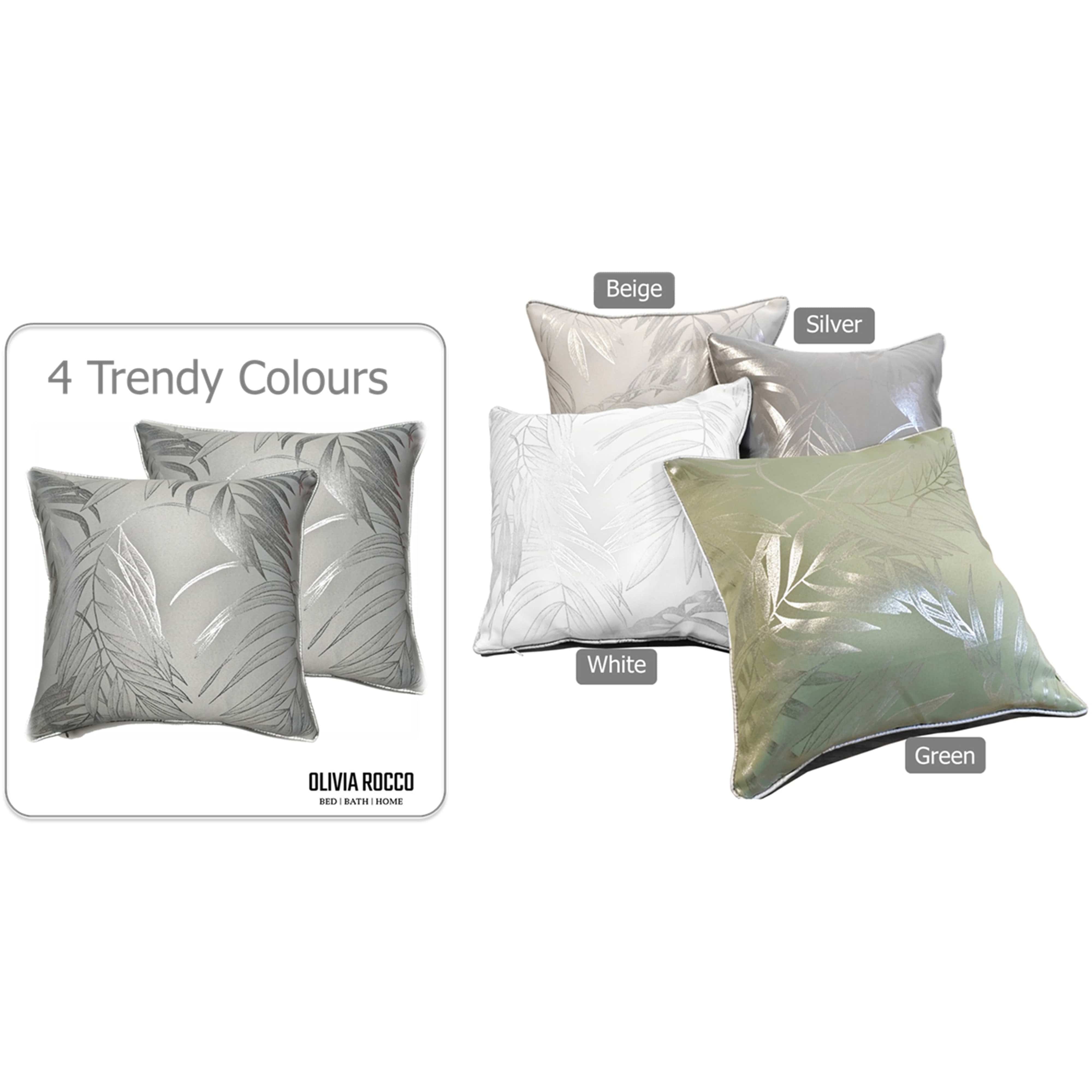 OLIVIA ROCCO Leaf Sparkle 2 Pack Cushion Covers Leaf Silver Modern Decorative Throw Pillow Cases For Sofa Bed Living Room