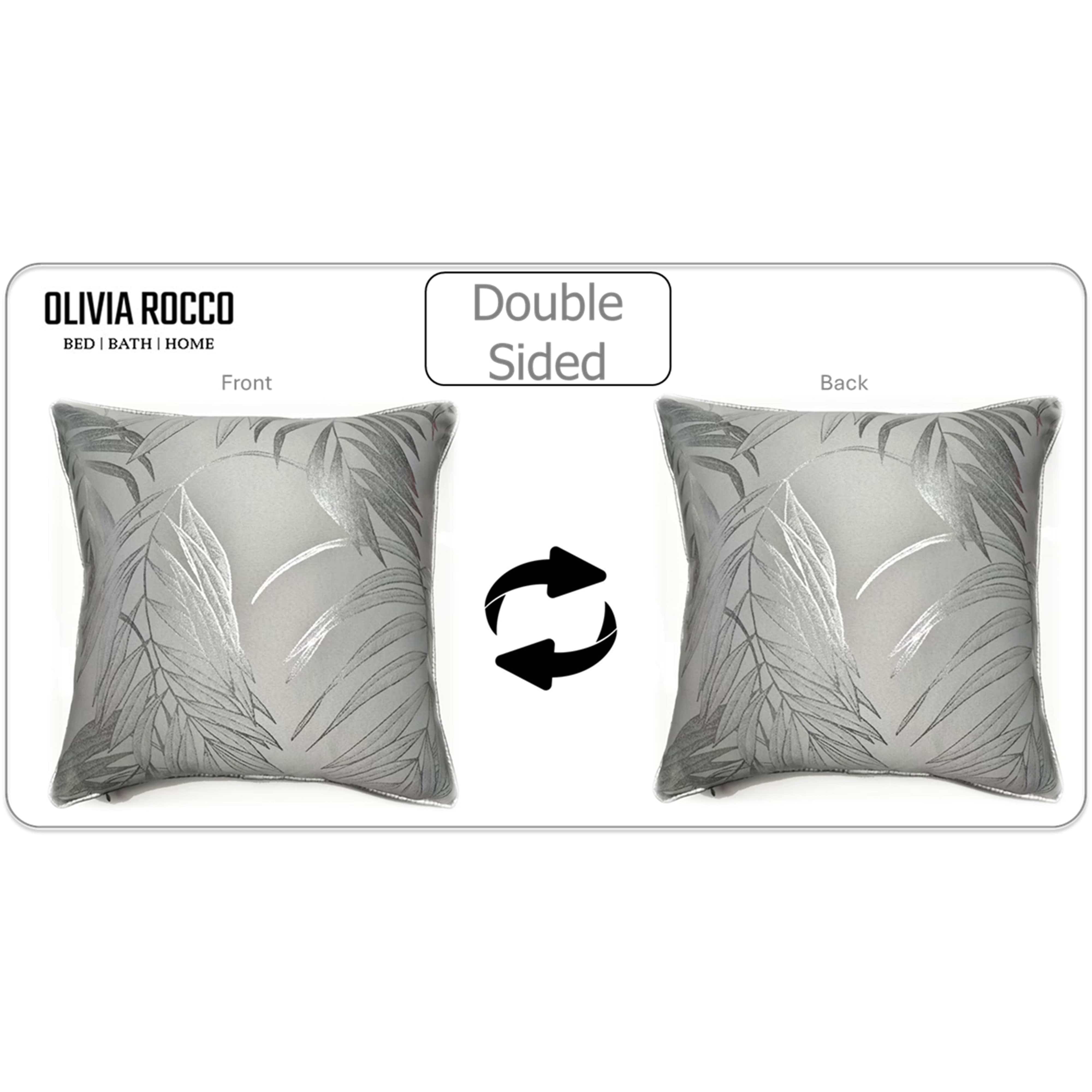 OLIVIA ROCCO Leaf Sparkle 2 Pack Cushion Covers Leaf Silver Modern Decorative Throw Pillow Cases For Sofa Bed Living Room