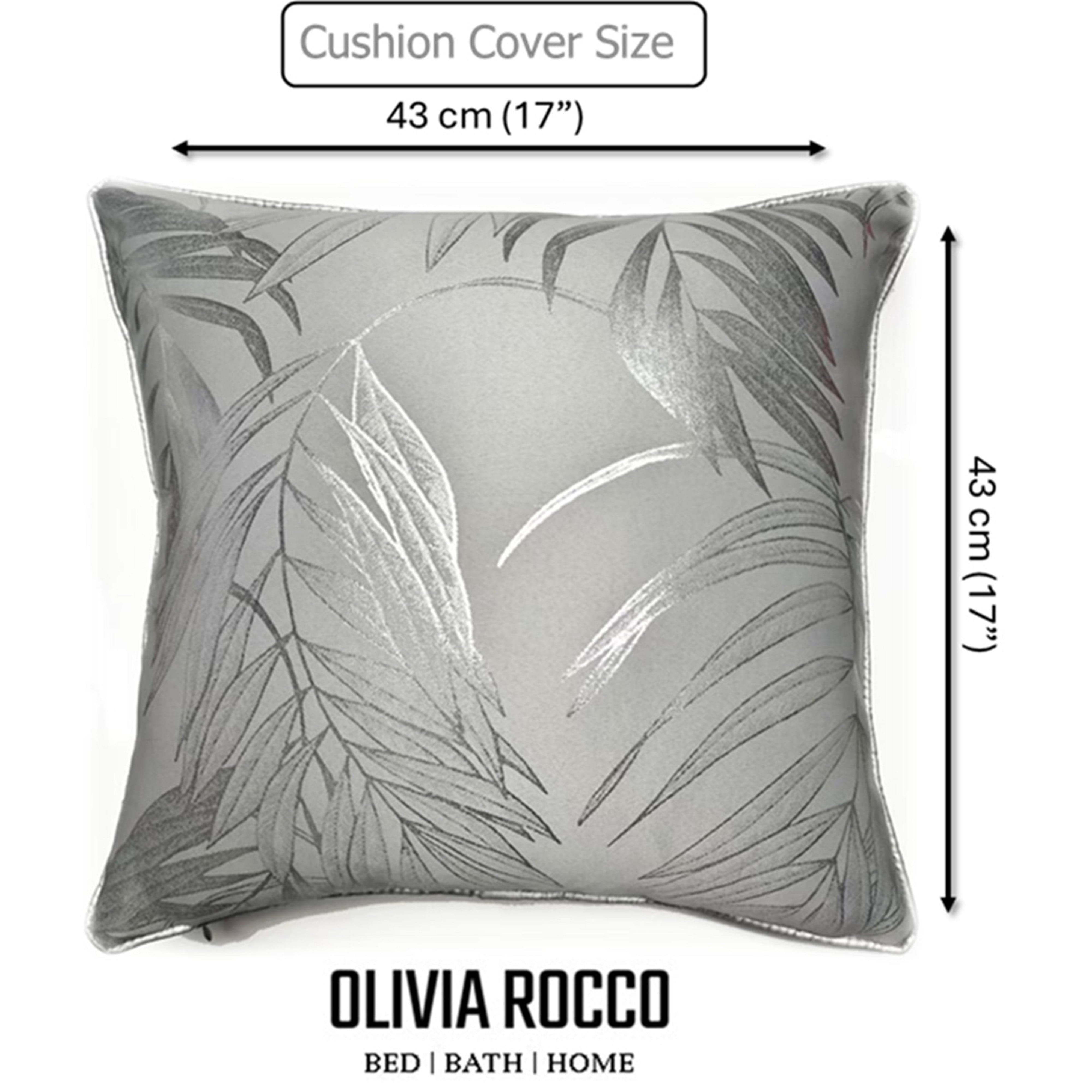OLIVIA ROCCO Leaf Sparkle 2 Pack Cushion Covers Leaf Silver Modern Decorative Throw Pillow Cases For Sofa Bed Living Room