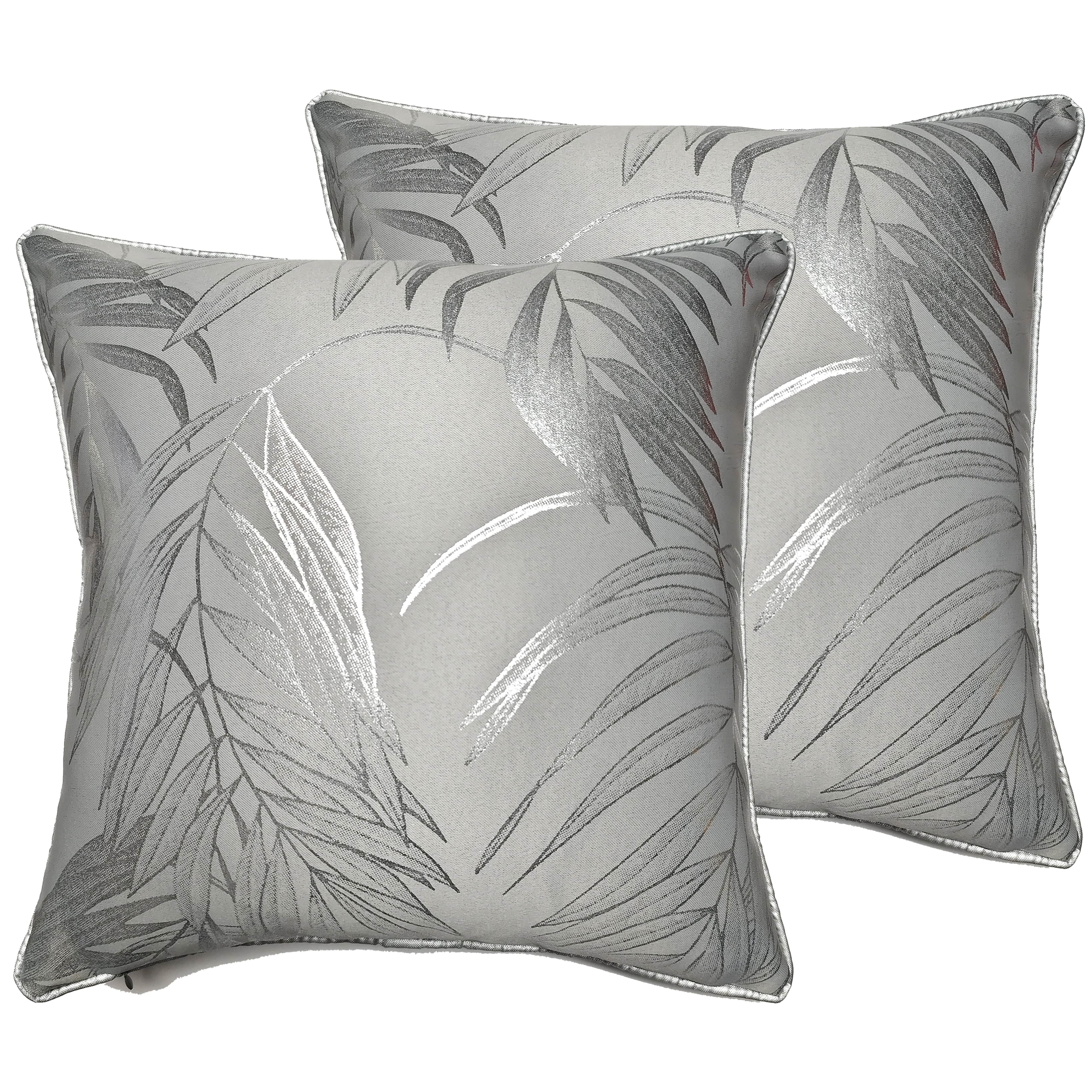 OLIVIA ROCCO Leaf Sparkle 2 Pack Cushion Covers Leaf Silver Modern Decorative Throw Pillow Cases For Sofa Bed Living Room