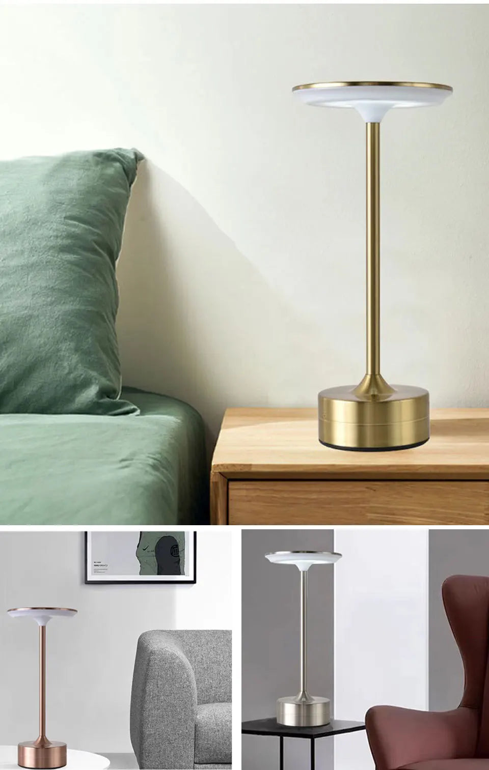 LED Table Lamp Touch Sensor Night Light – USB Rechargeable Portable Wireless Lamp for Bedroom, Restaurant, Hotel, or Bar