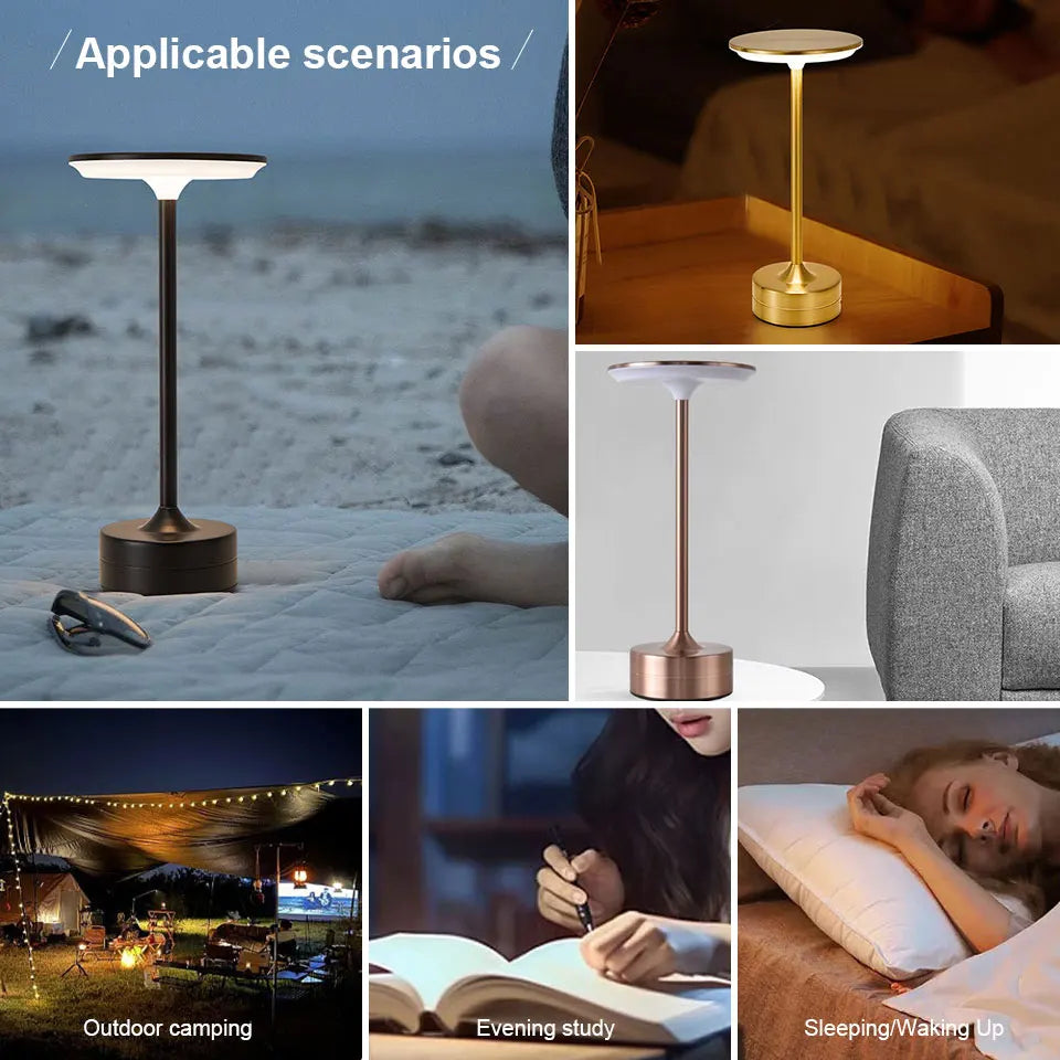 LED Table Lamp Touch Sensor Night Light – USB Rechargeable Portable Wireless Lamp for Bedroom, Restaurant, Hotel, or Bar