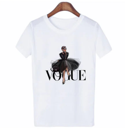 Women's Oversized Vogue T-Shirt - Luxe Cotton Blend, S to XXL, Chic Vogue Style