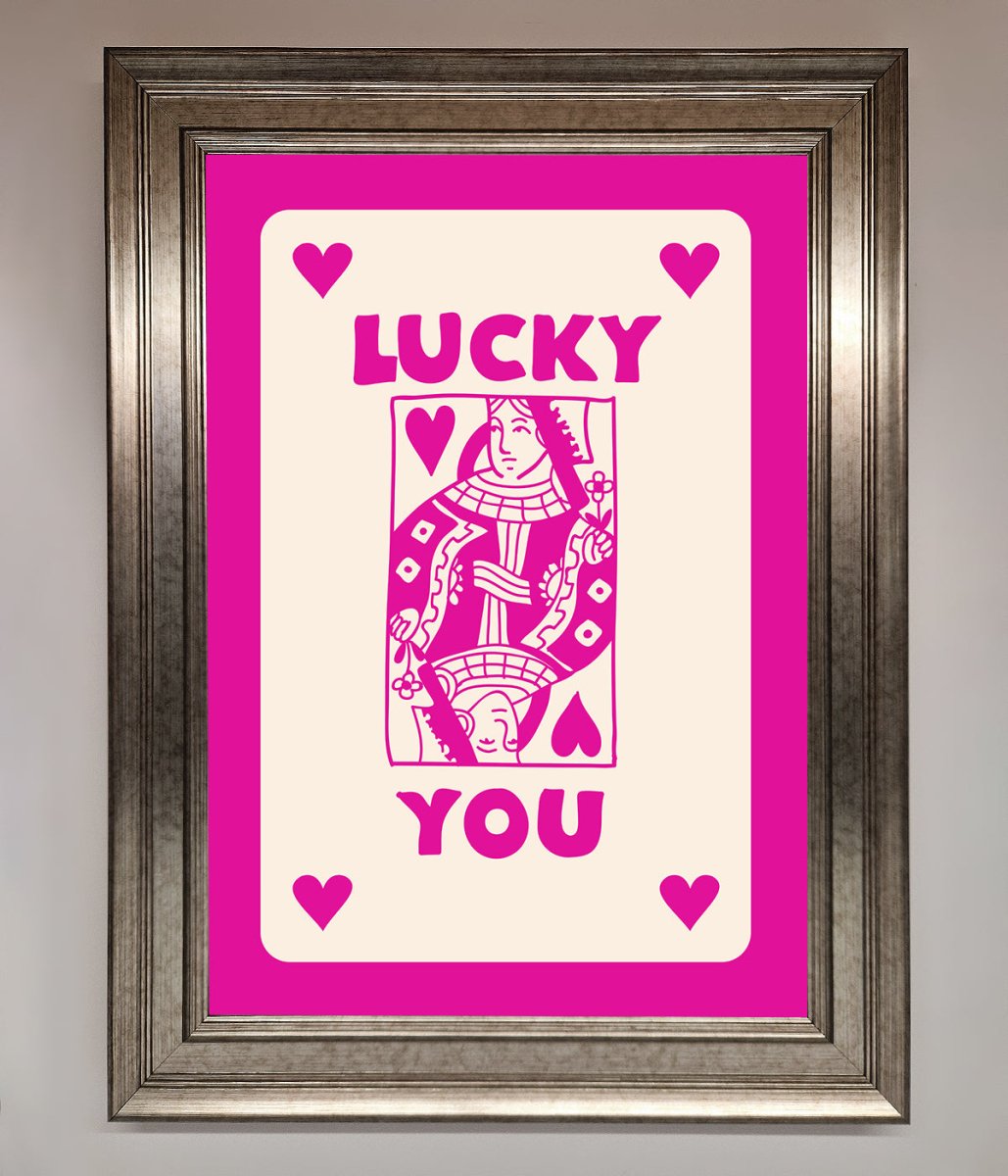 Lucky You Hot Pink Framed Poster - Zestio