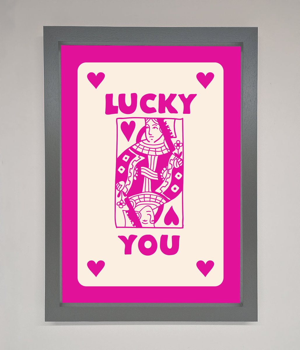 Lucky You Hot Pink Framed Poster - Zestio