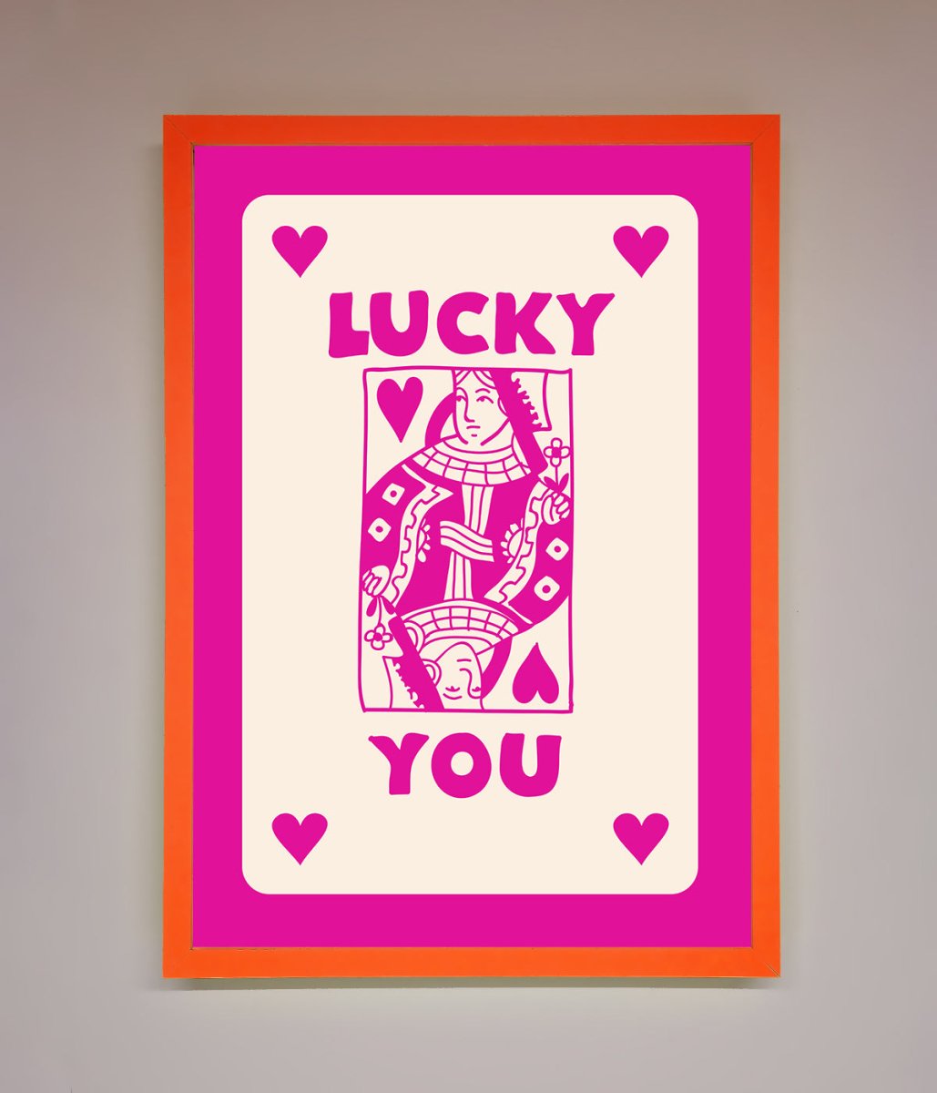 Lucky You Hot Pink Framed Poster - Zestio
