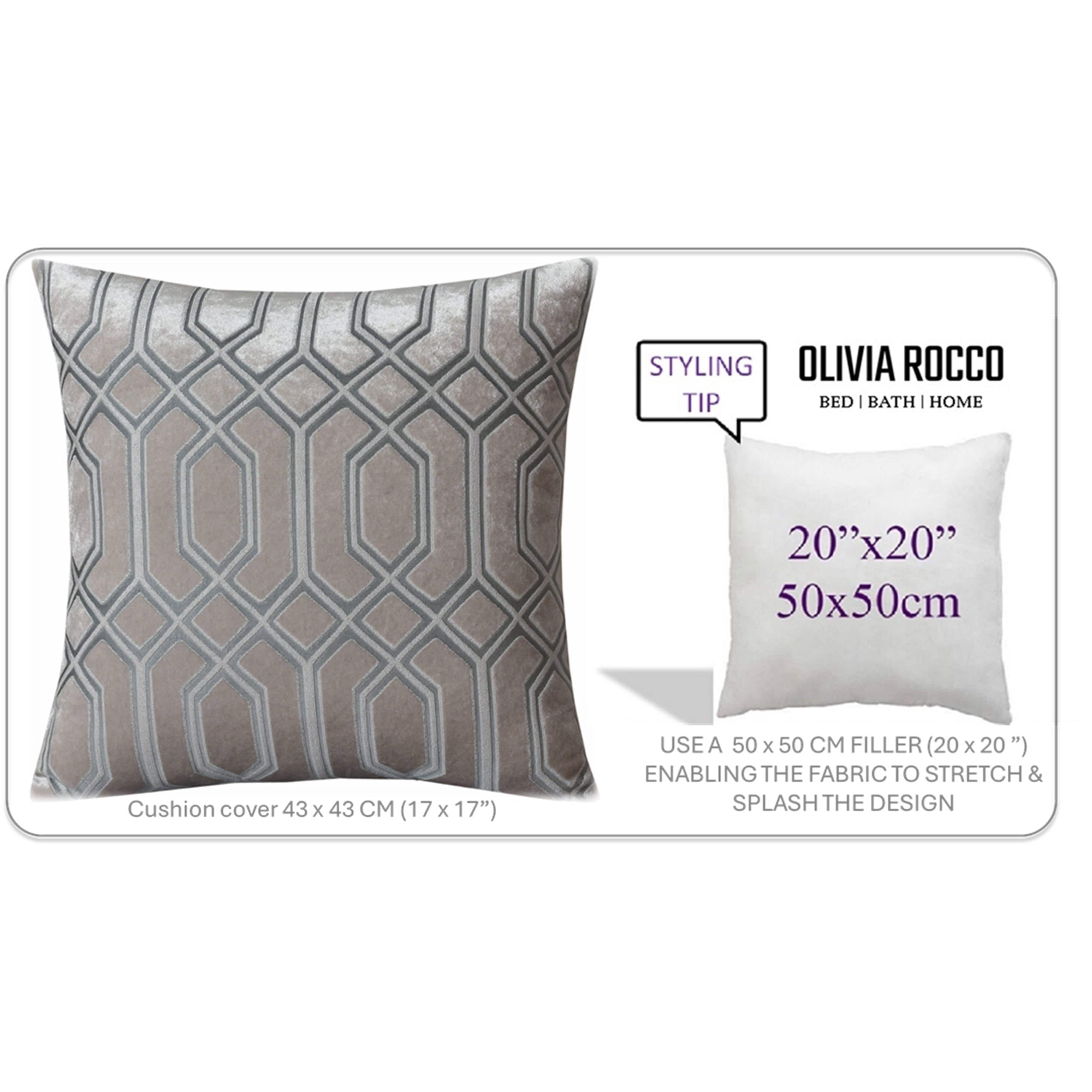 OLIVIA ROCCO Luxe Geo Velvet Cushion Covers 2 Pack Champagne Geometric Decorative Cushions For Sofa Bed And Living Room Set