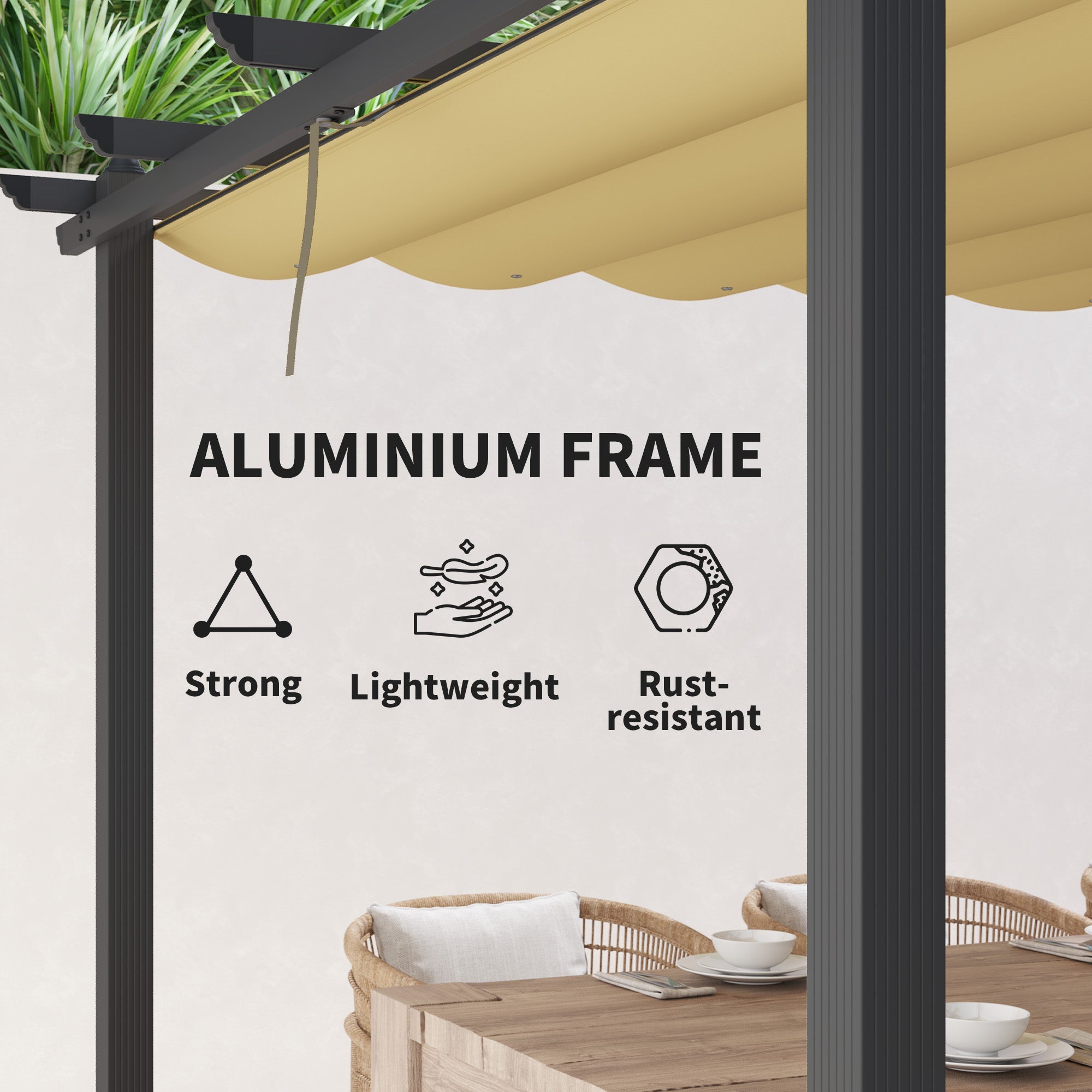 Outsunny 3 x 3(m) Aluminium Pergola with Retractable Roof, Garden Gazebo