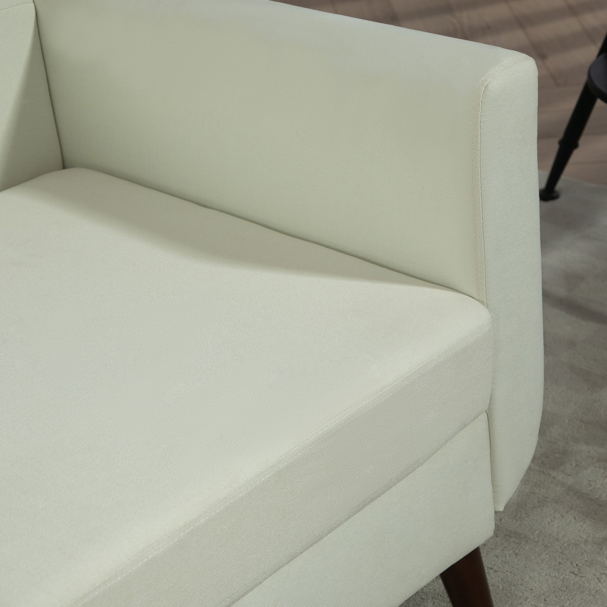 HOMCOM Modern Upholstered Fabric Loveseat Sofa for Living Room, Cream