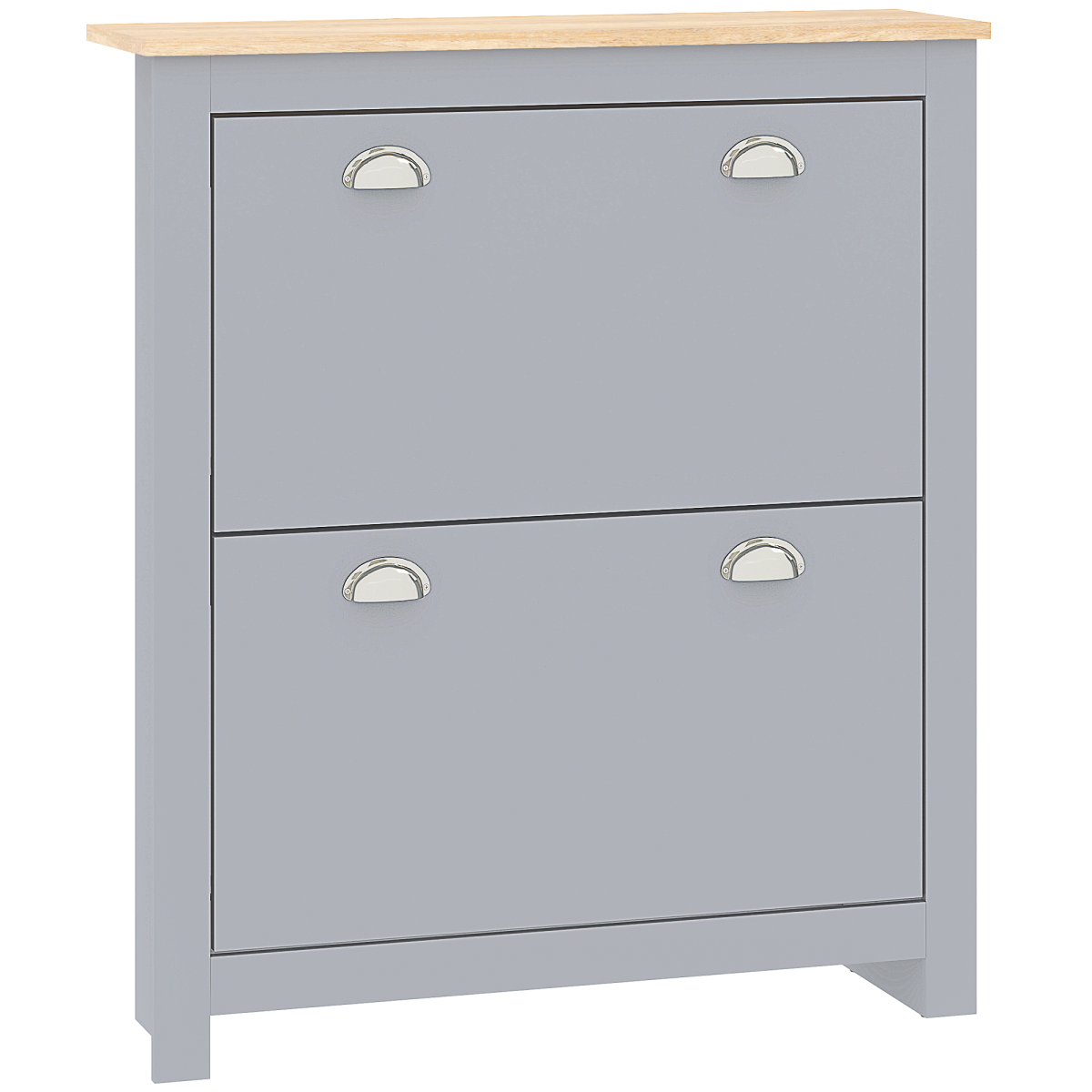 HOMCOM 2 Drawer Shoe Cabinet Narrow Shoe Cupboard with Flip Doors, Grey