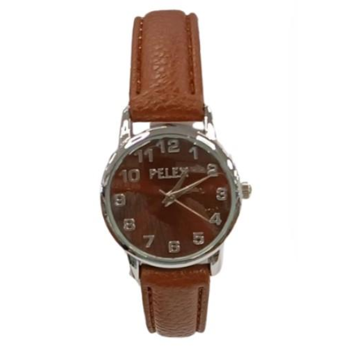 PELEX Ladies Basic Brown Dial Brown Leather Strap Quartz Watch PLX-013-BR