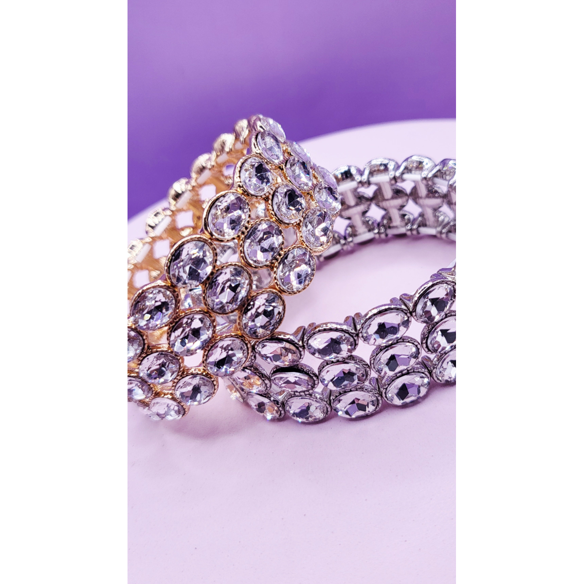 Oval Triple Row Crystal Bracelet