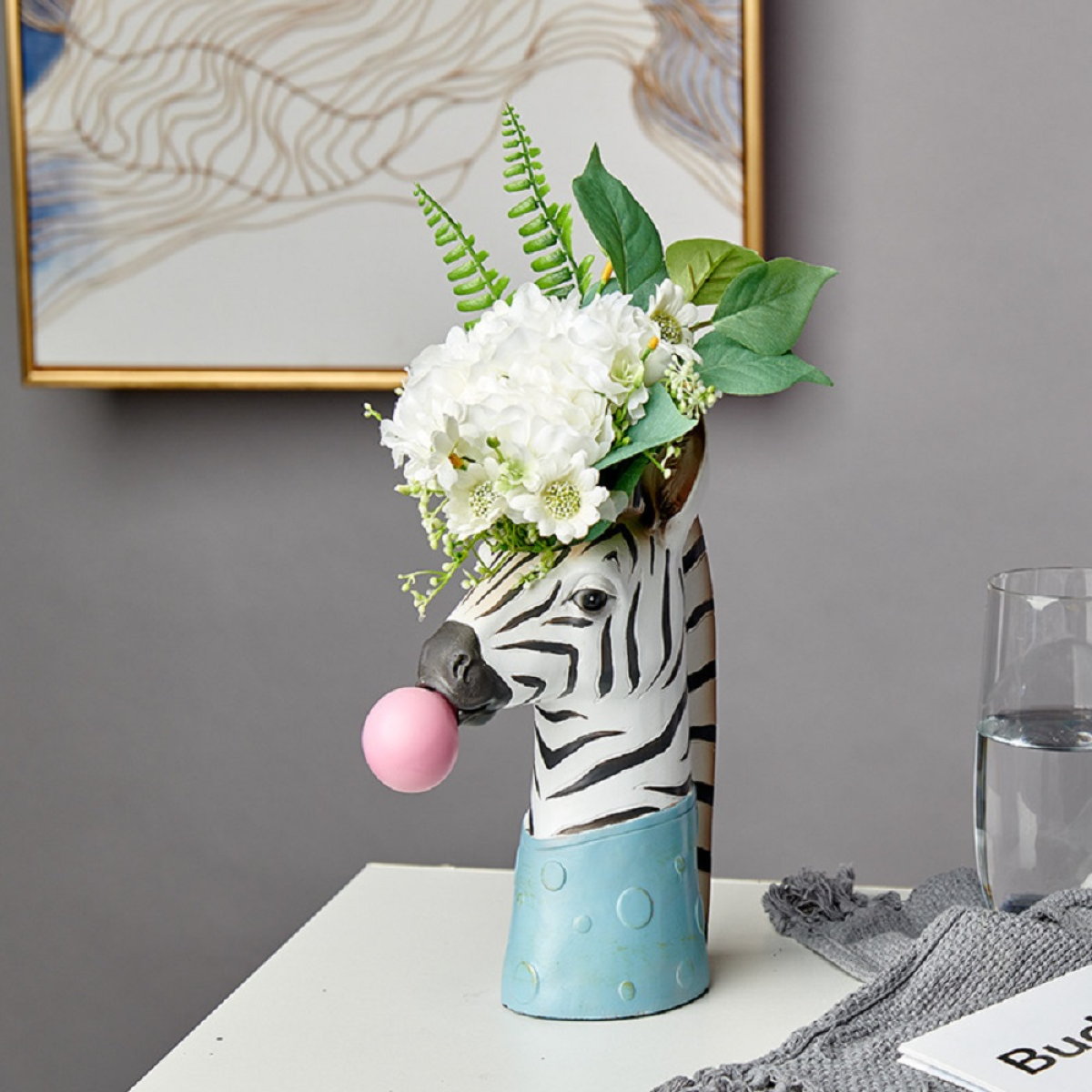 Resin Bubble zebra Vase Animal Head Shape Planters Flower Pots Custom for Livingroom Decorative