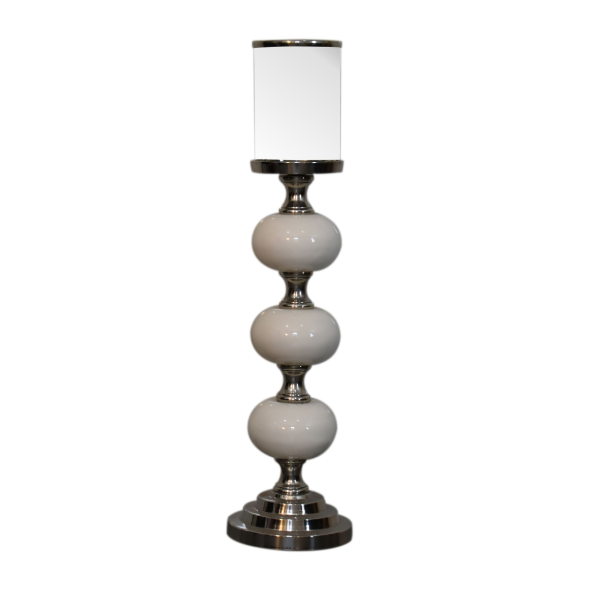Artisan Furniture Chrome Bubble Candle Holder Set, Blue and White