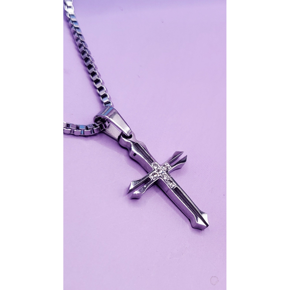 Modern Silver Cross Necklace