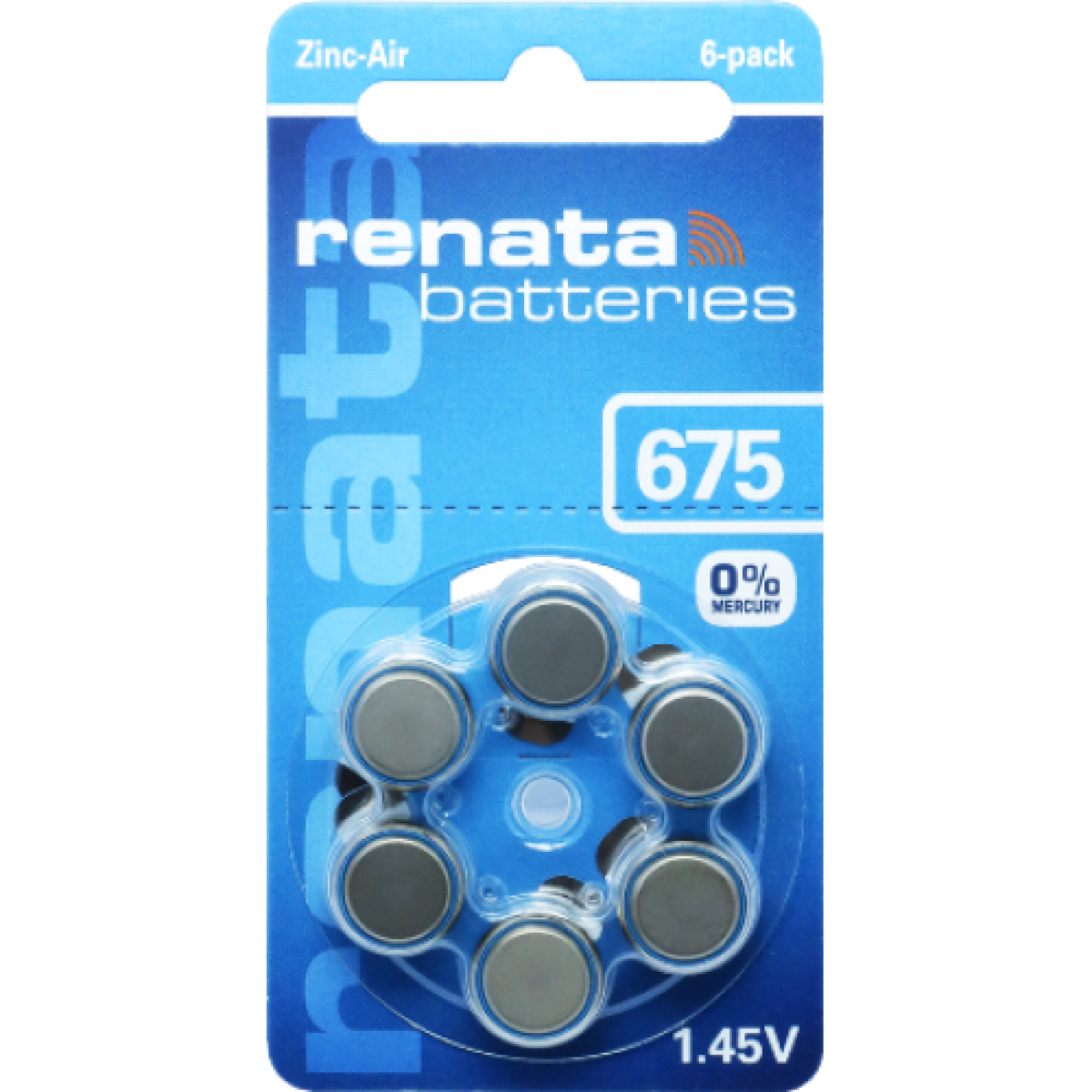 675 ZA RENATA HEARING AID BATTERIES PK6