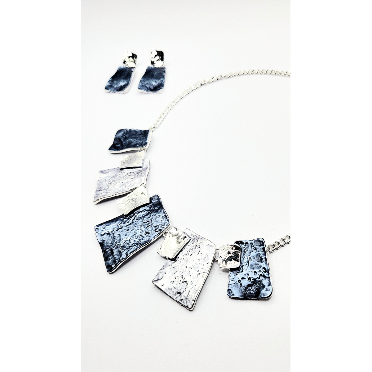 Abstract Squares Necklace & Earrings Set
