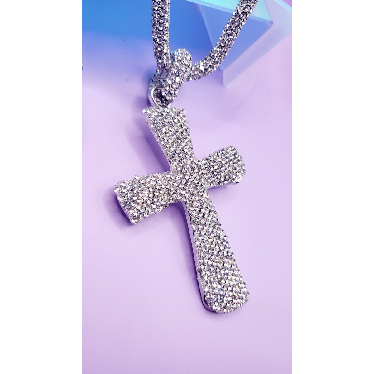 Iced Crystal Cross Necklace