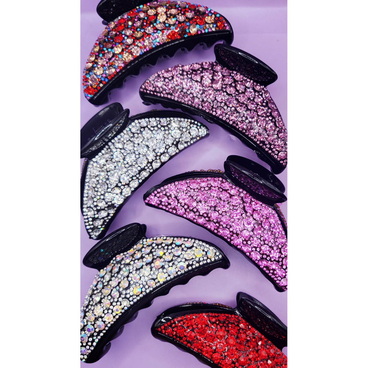 Round Crystal Hair Clamps Pack of 12