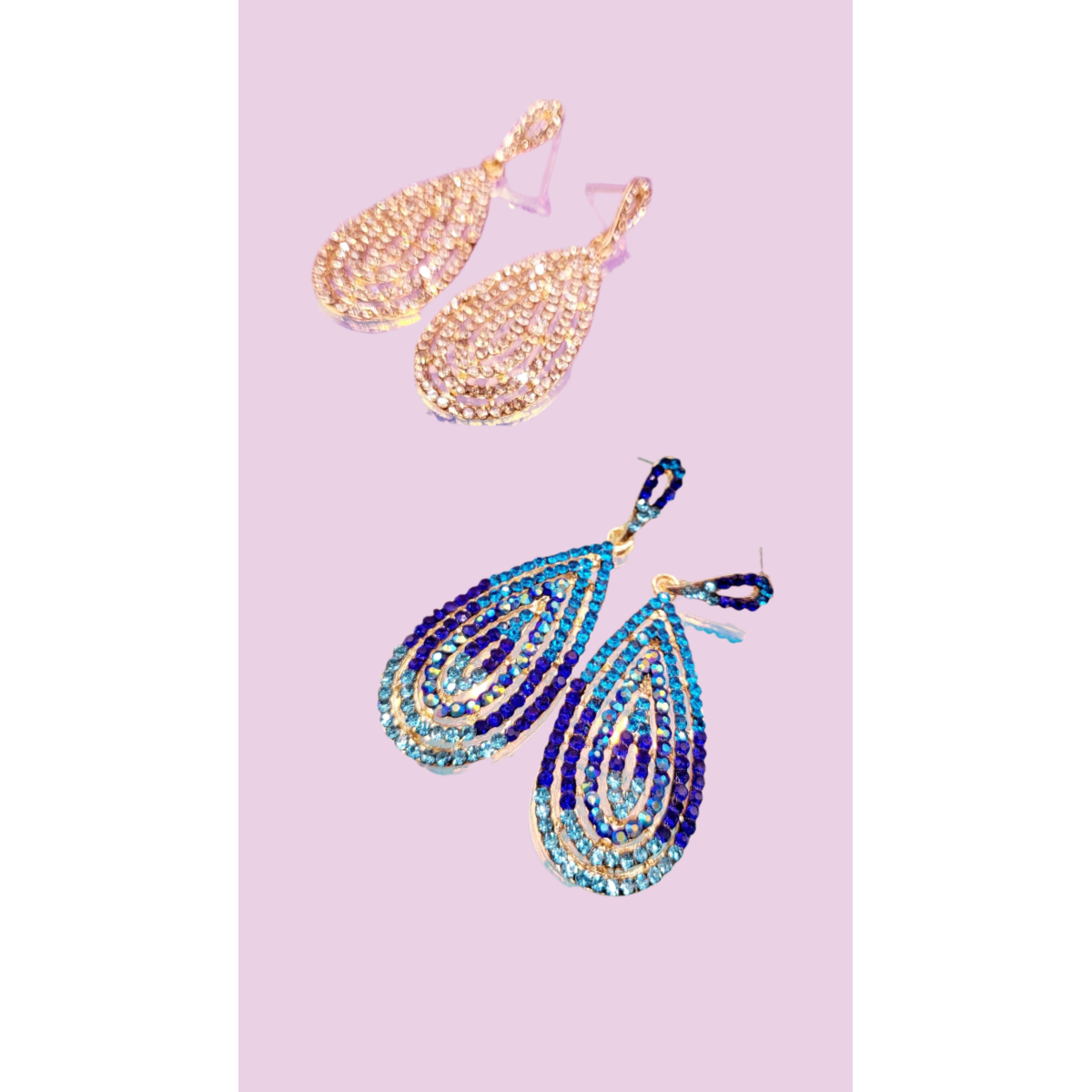 Layered Loop Crystal Drop and Dangle Earrings