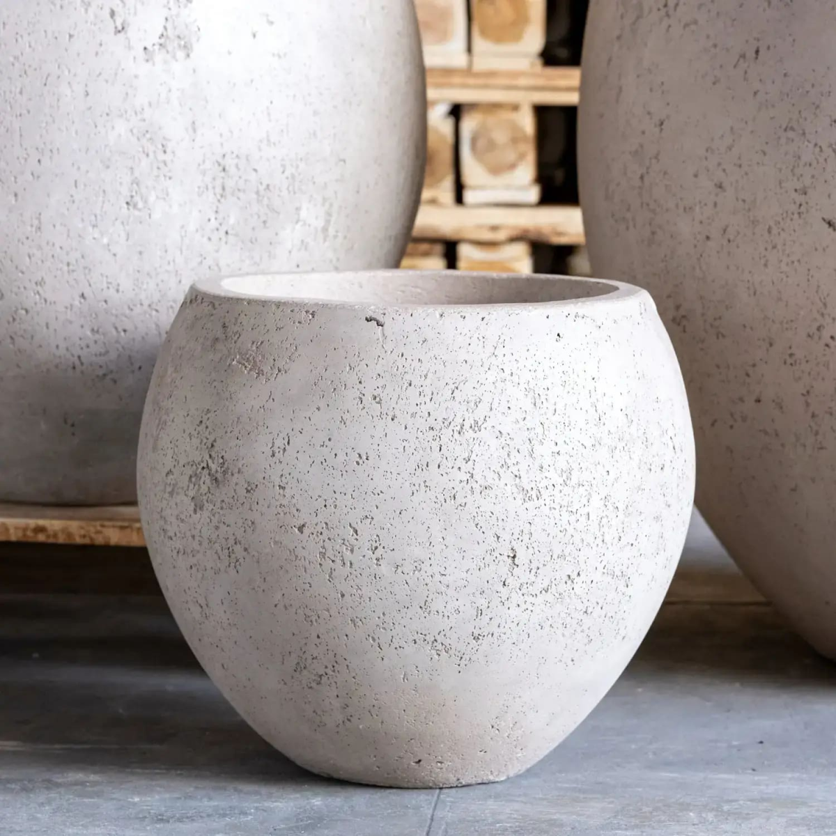Orbello | Truffle – 35cm Medium Concrete Sphere Planter – 25L Round Plant Pot