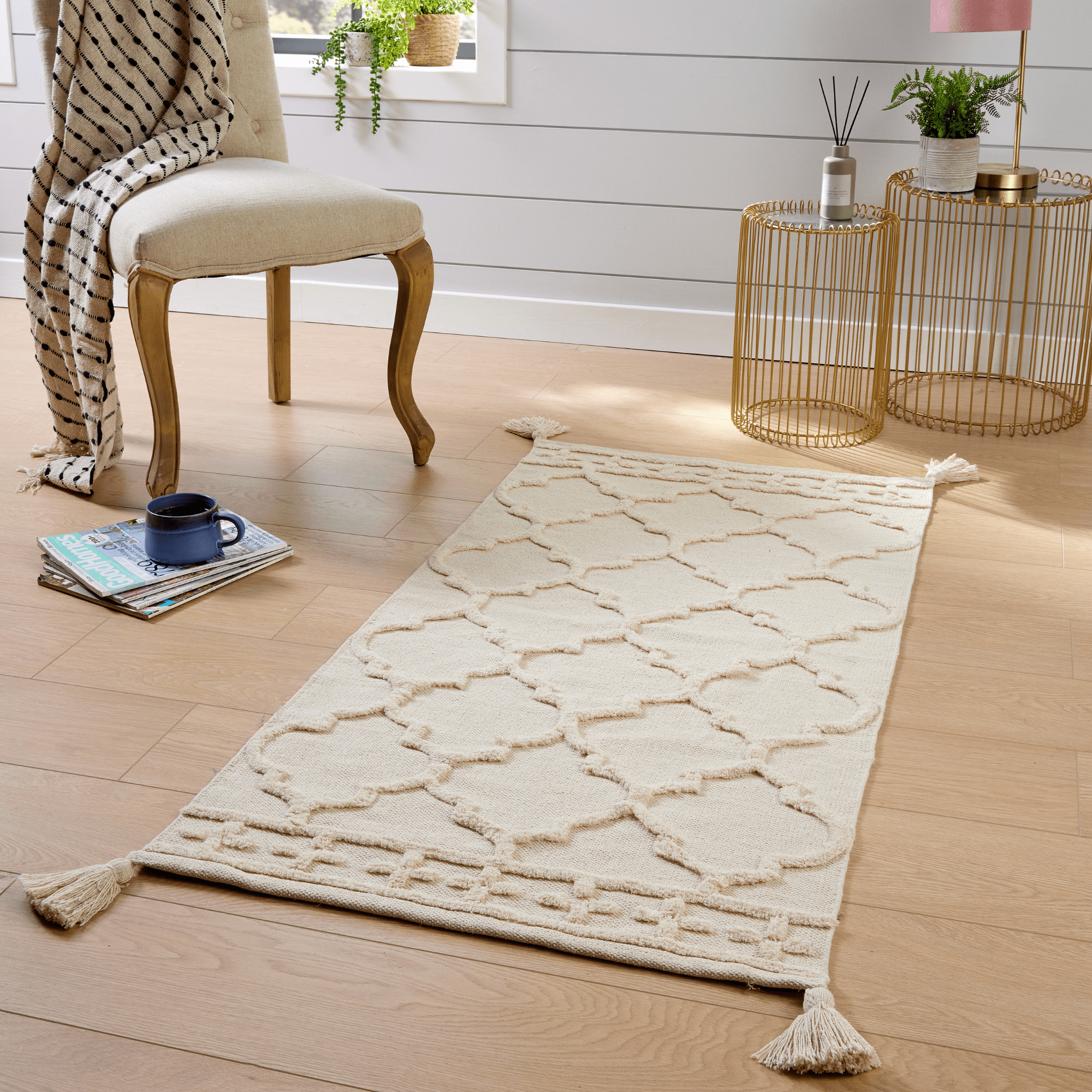 OLIVIA ROCCO Marrakesh Hand Woven Cotton Rug Eco Friendly Durable Carpet For Living Room Bedroom Kitchen Entryway Multiple Sizes