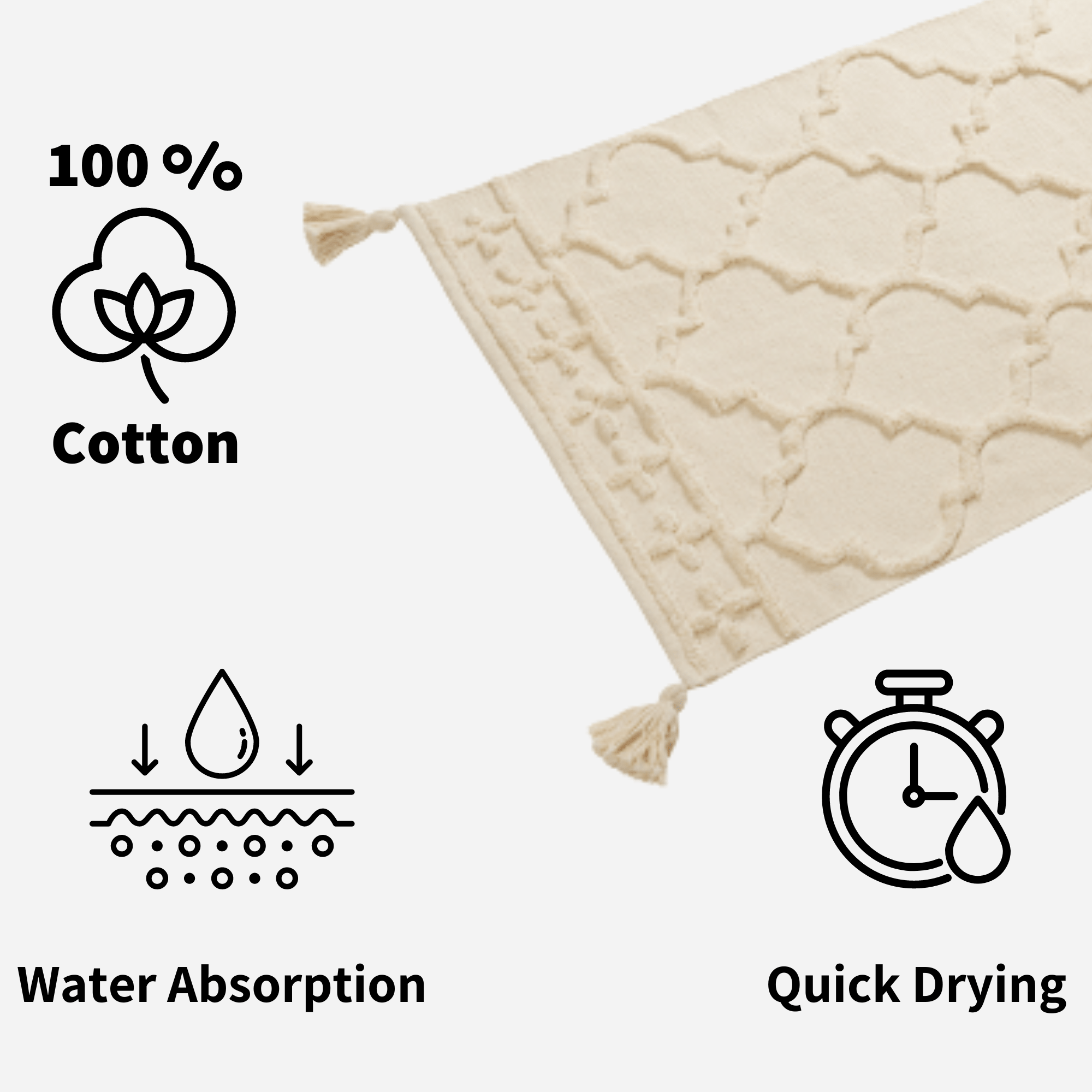 OLIVIA ROCCO Marrakesh Hand Woven Cotton Rug Eco Friendly Durable Carpet For Living Room Bedroom Kitchen Entryway Multiple Sizes