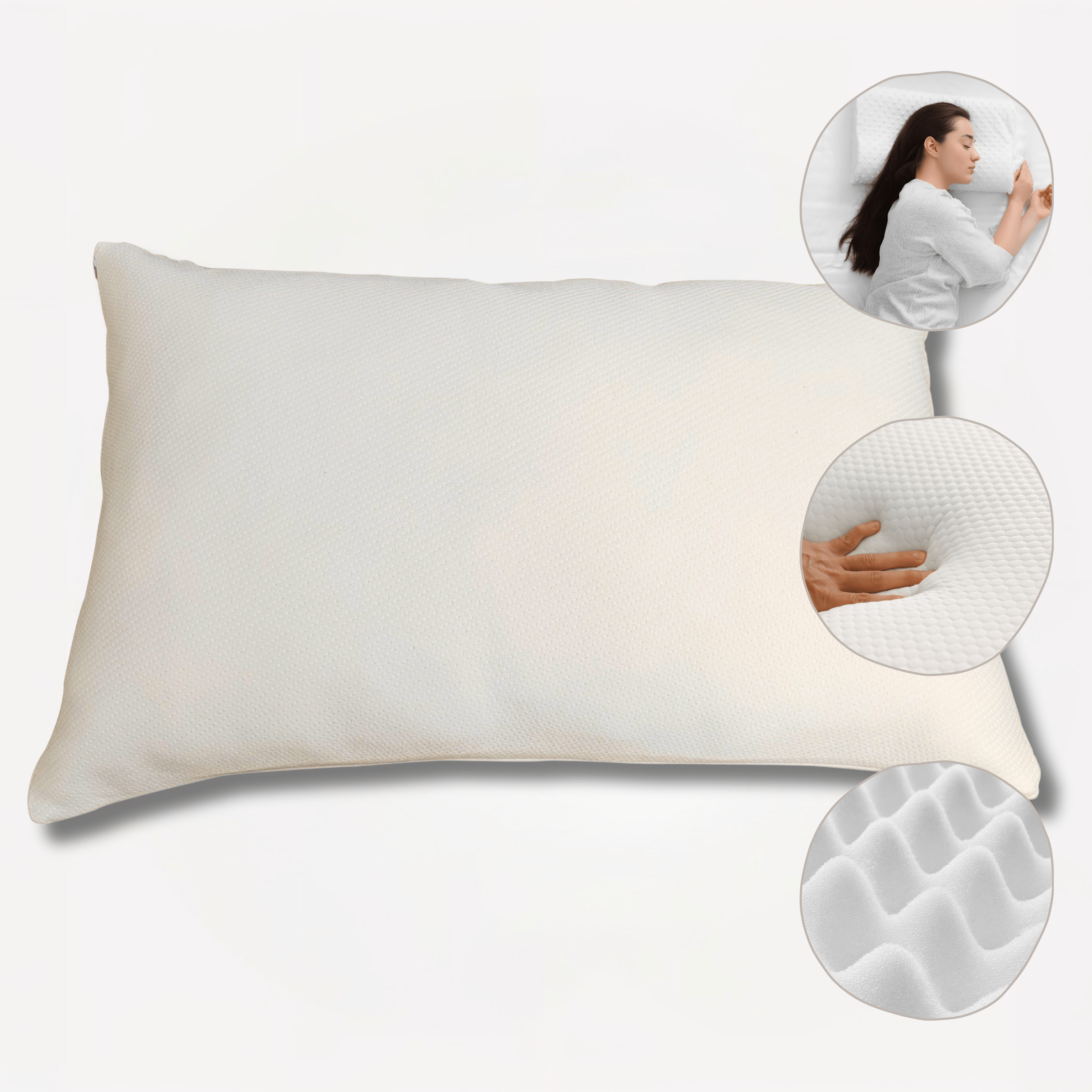OLIVIA ROCCO Memory Foam Pillow Medium With Luxury Premium Fibre Filling Orthopaedic Support For Neck And Back Pain Relief