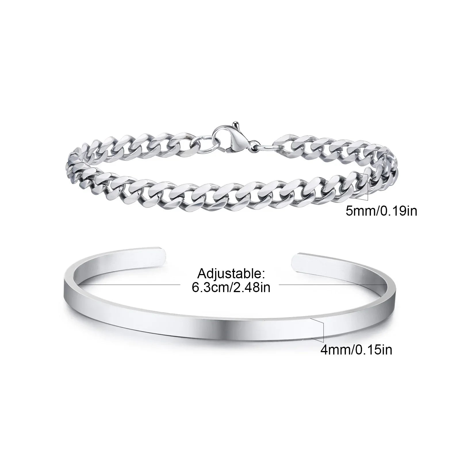 Men’s 5mm Cuban Chain Bracelet – Waterproof Stainless Steel