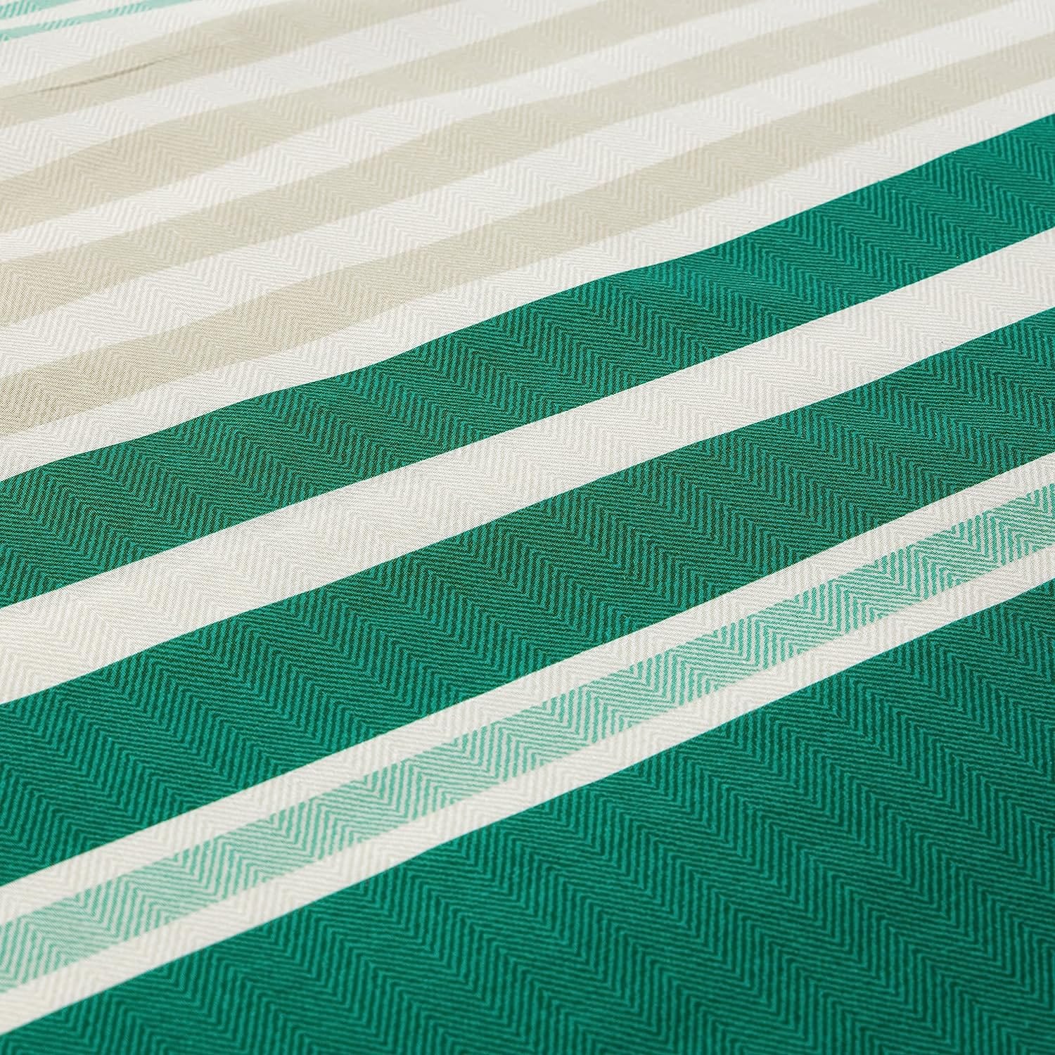 OLIVIA ROCCO Duvet Cover Set Miami Stripes Reversible Hypoallergenic Cotton Blend Grey And Natural Green Multiple Sizes