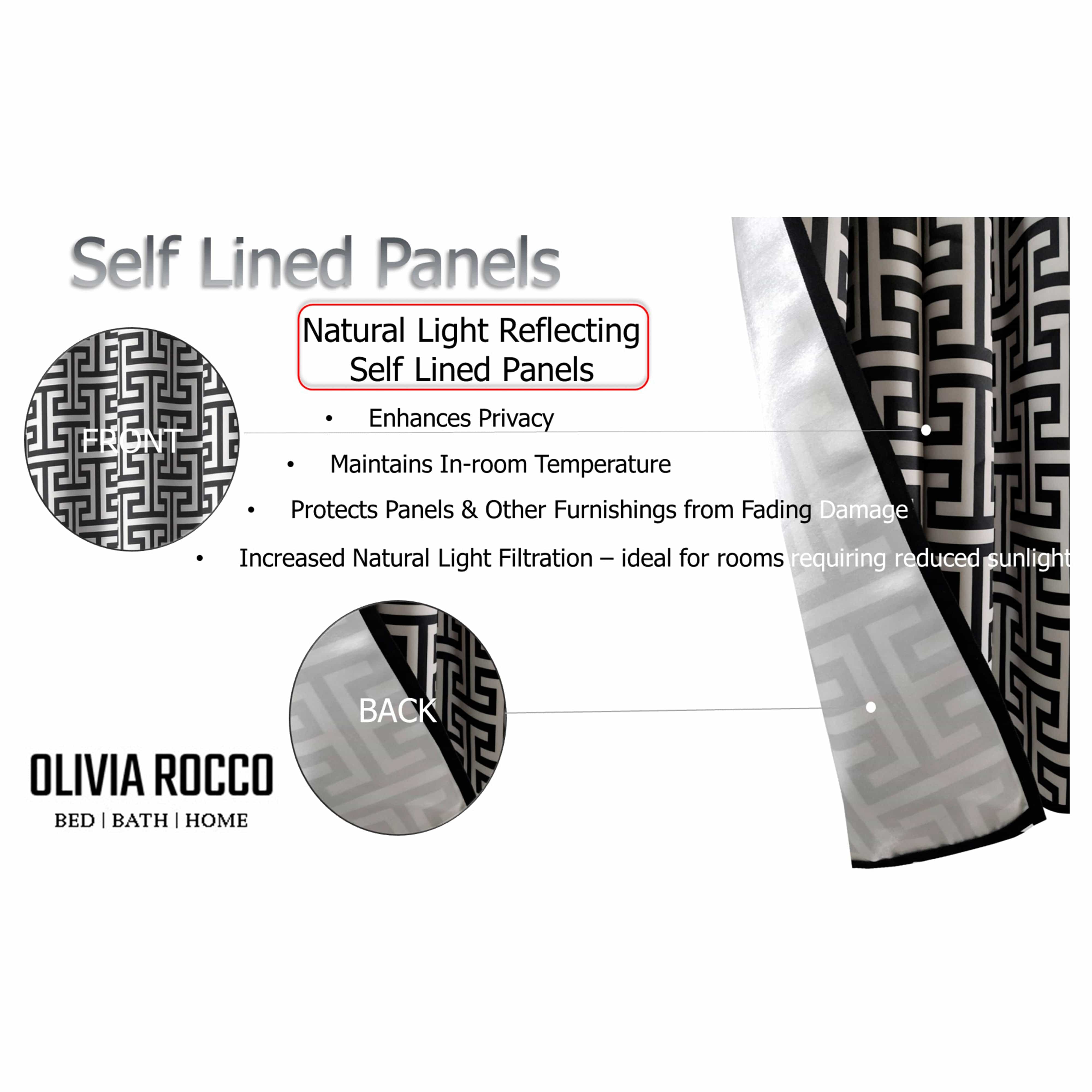 OLIVIA ROCCO Milano Geometric Blackout Curtains Thermal Insulated Eyelet Pair Light Blocking Window Drapes For Living Room Bedroom
